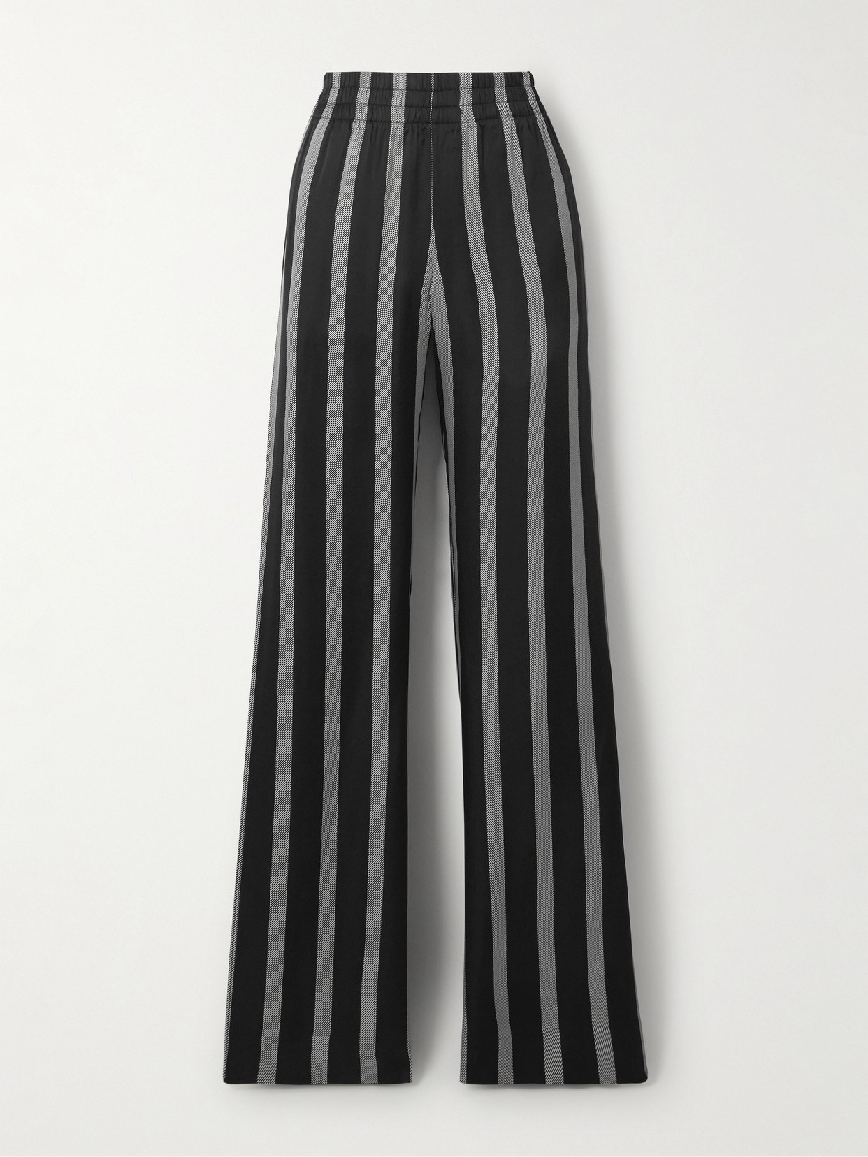Anine Bing - Soto Striped Silk-blend Twill Wide-leg Pants - Black