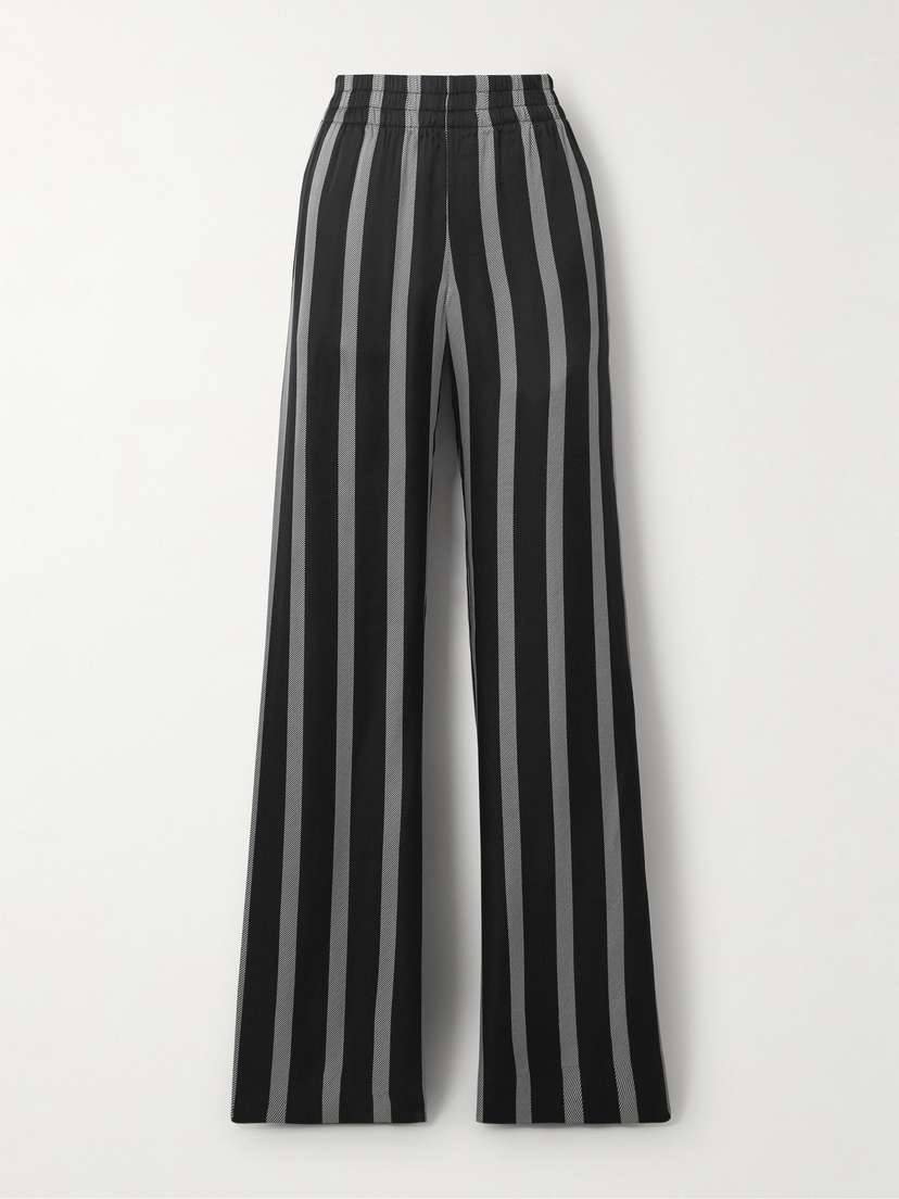 Anine Bing Soto Striped Silk-blend Twill Wide-leg Pants