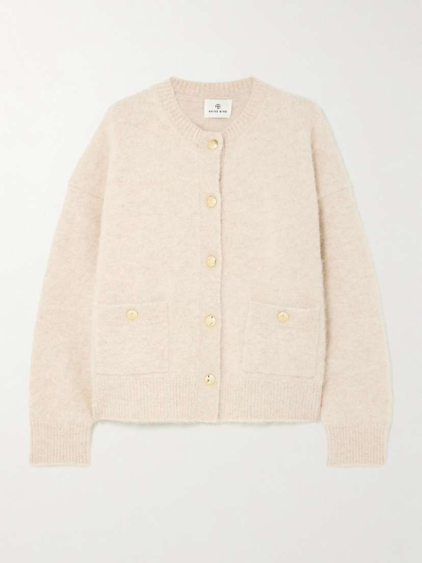 Anine Bing Bobbie Brushed Alpaca-blend Cardigan