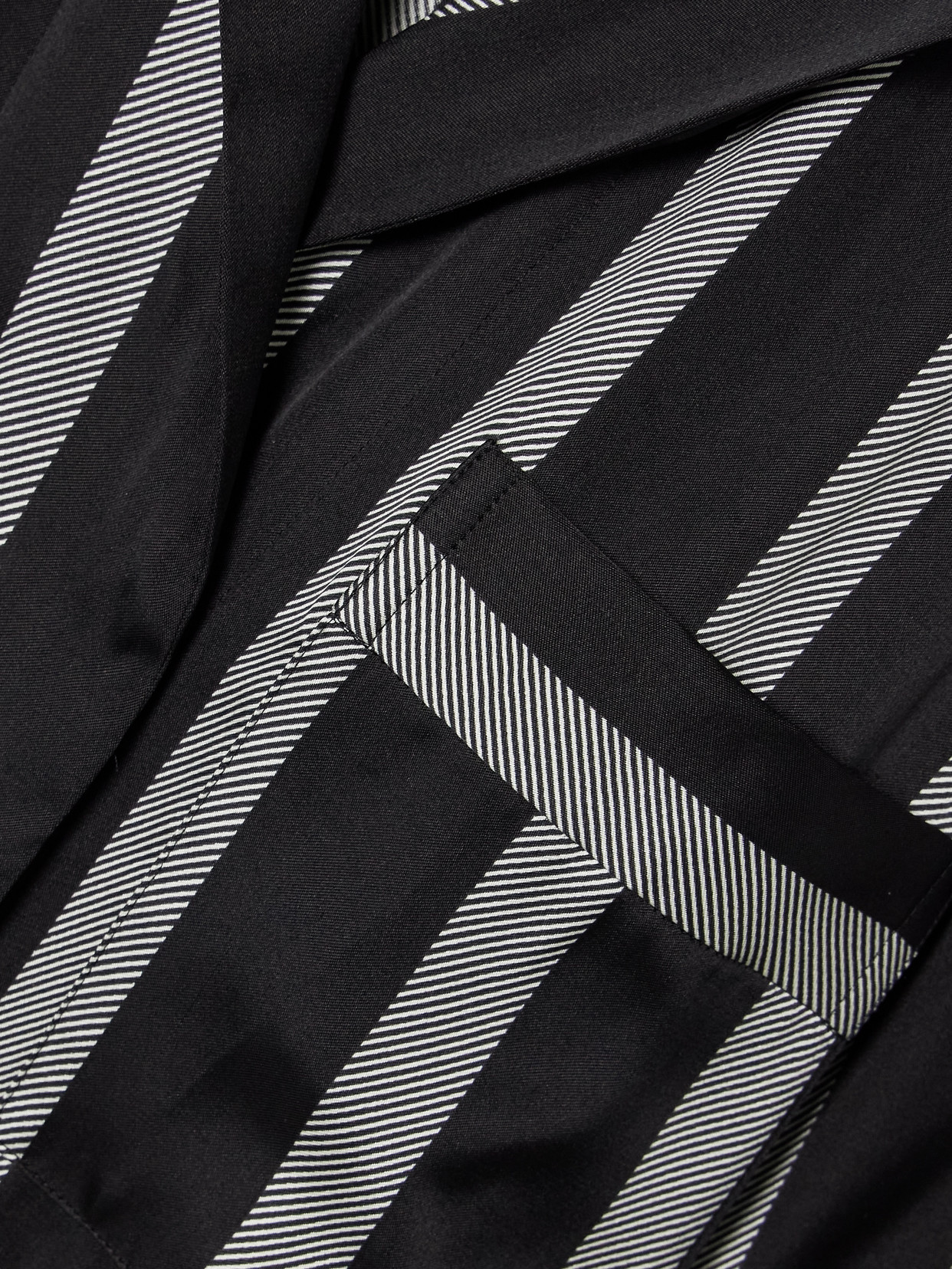 Shop Anine Bing Lynette Striped Silk-blend Satin-twill Shirt In Black