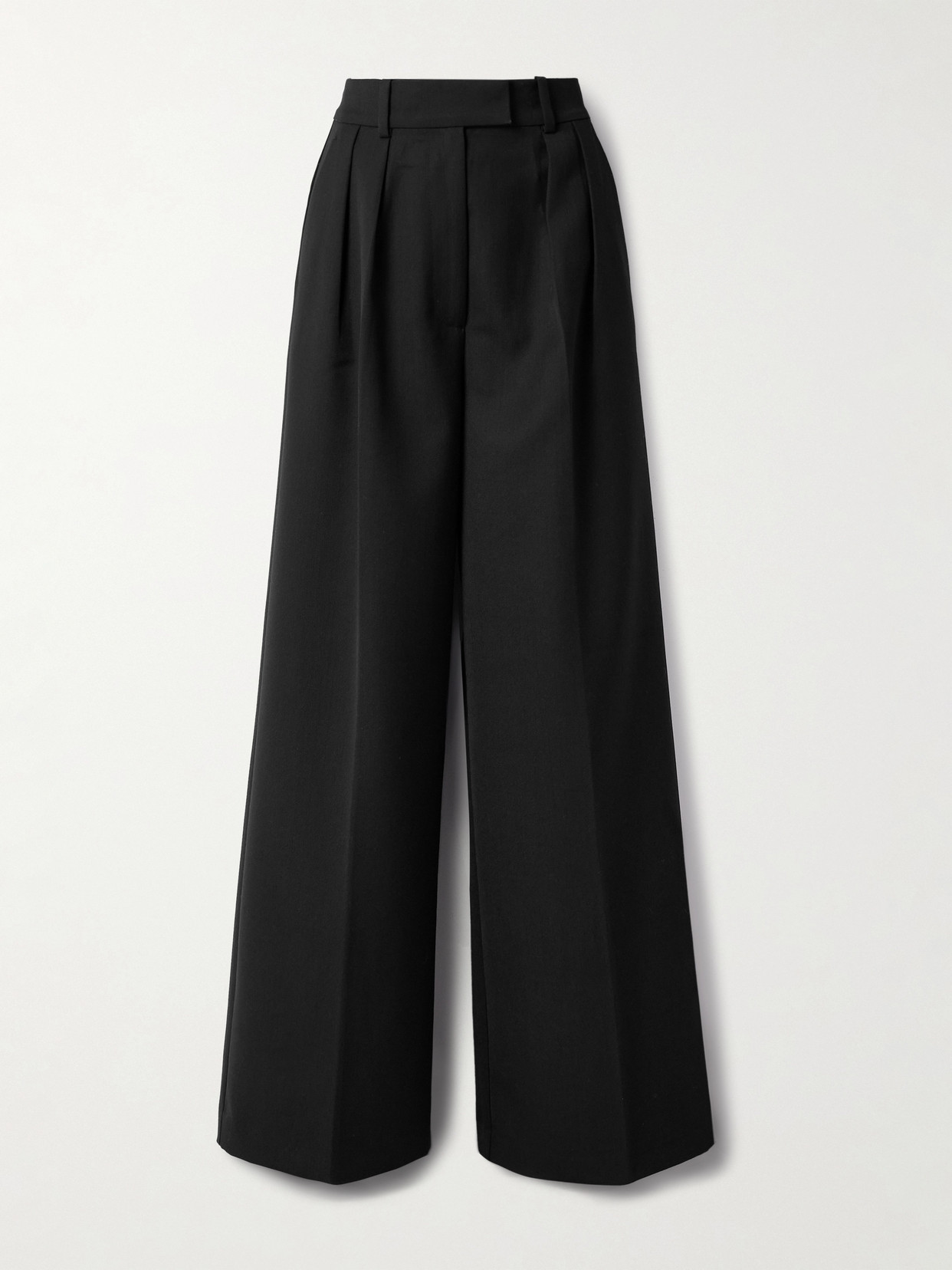 Anine Bing - Lou Pleated Woven Wide-leg Pants - Black