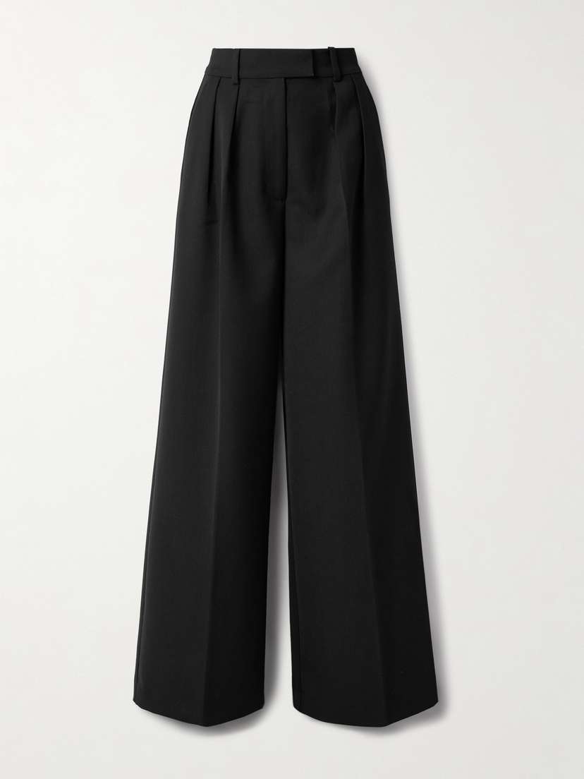 Anine Bing Lou Pleated Woven Wide-leg Pants