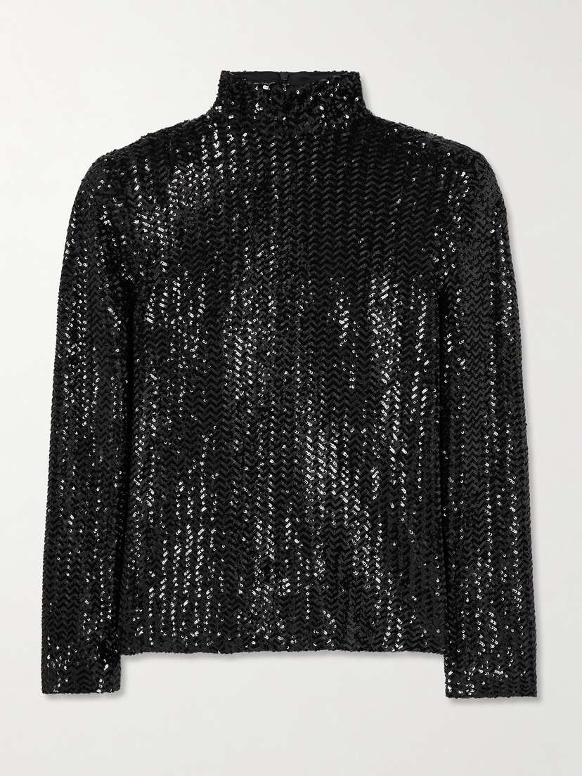 Anine Bing Josephine Sequined Tulle Top