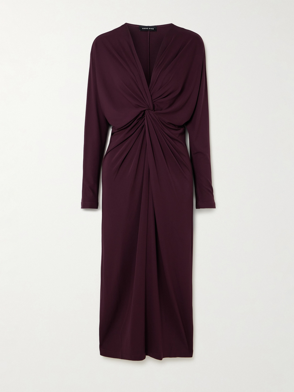 Anine Bing Mathilde Dress With Burgundy Draping In Burgundy