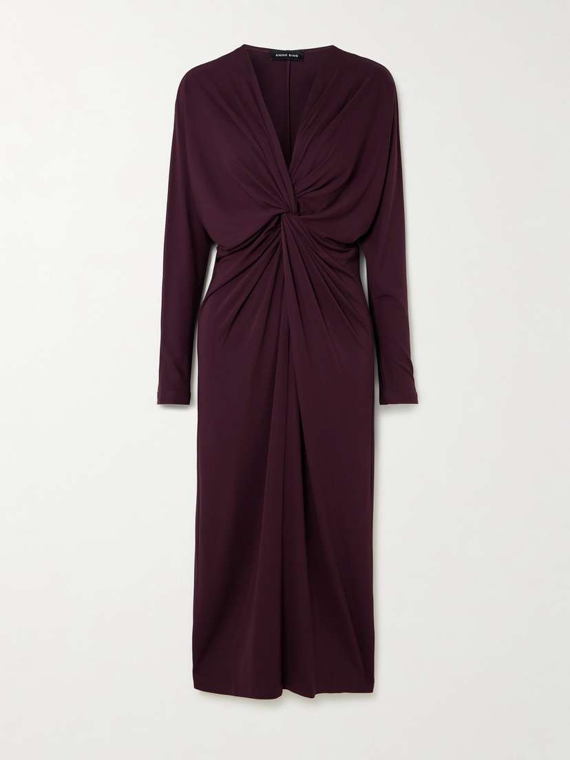 Anine Bing Mathilde Knotted Stretch-crepe Midi Dress