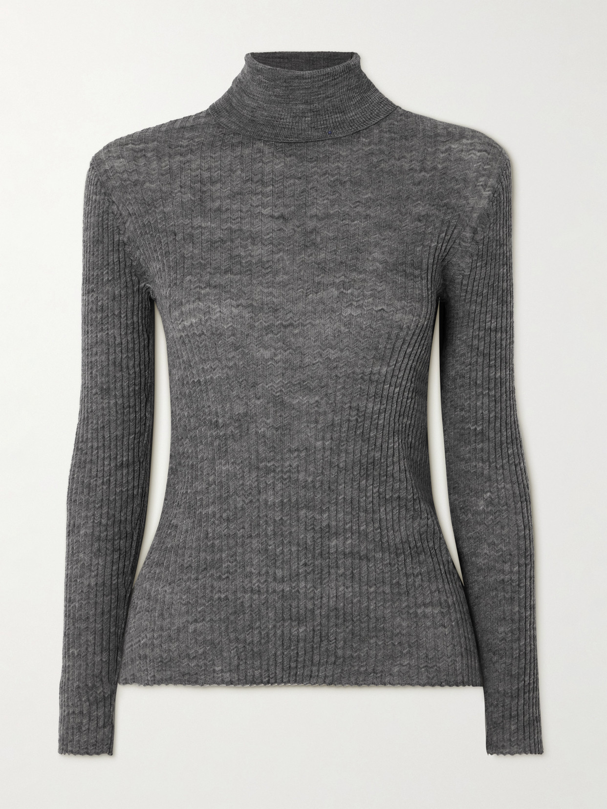 Anine Bing Kyle Ribbed Wool-blend Turtleneck Sweater In Gray