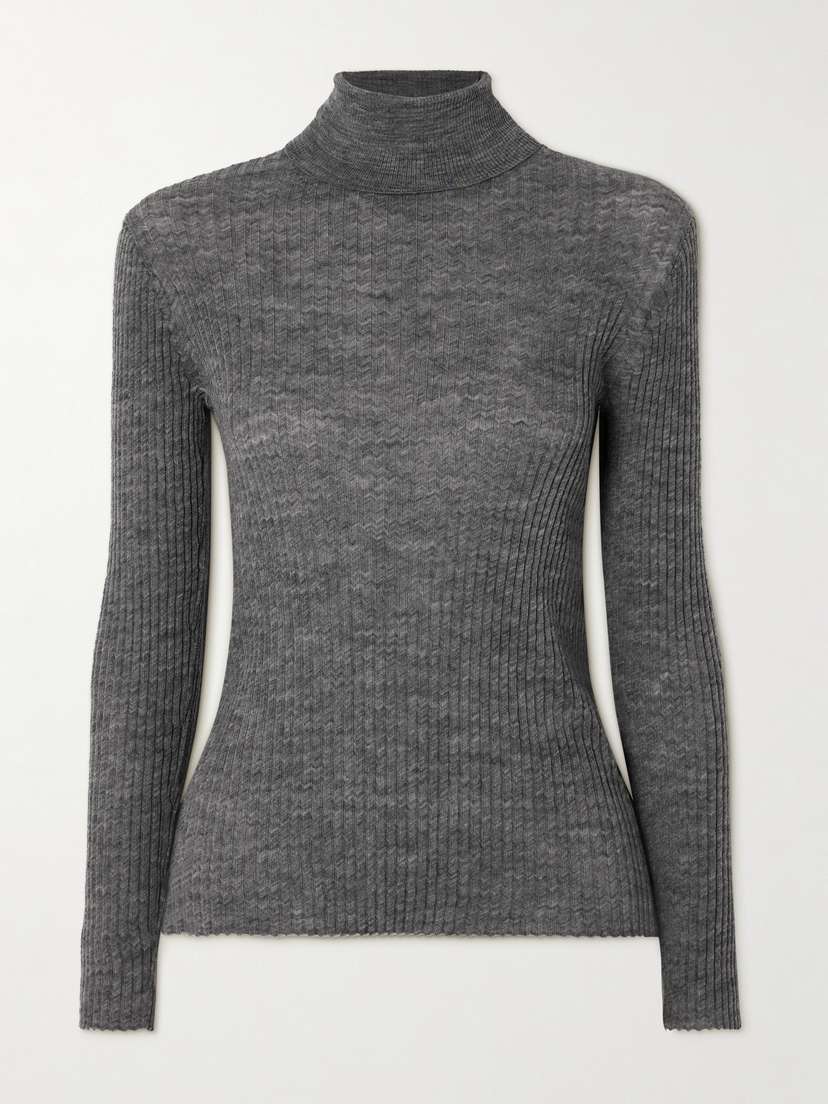 Anine Bing Kyle Ribbed Wool-blend Turtleneck Sweater
