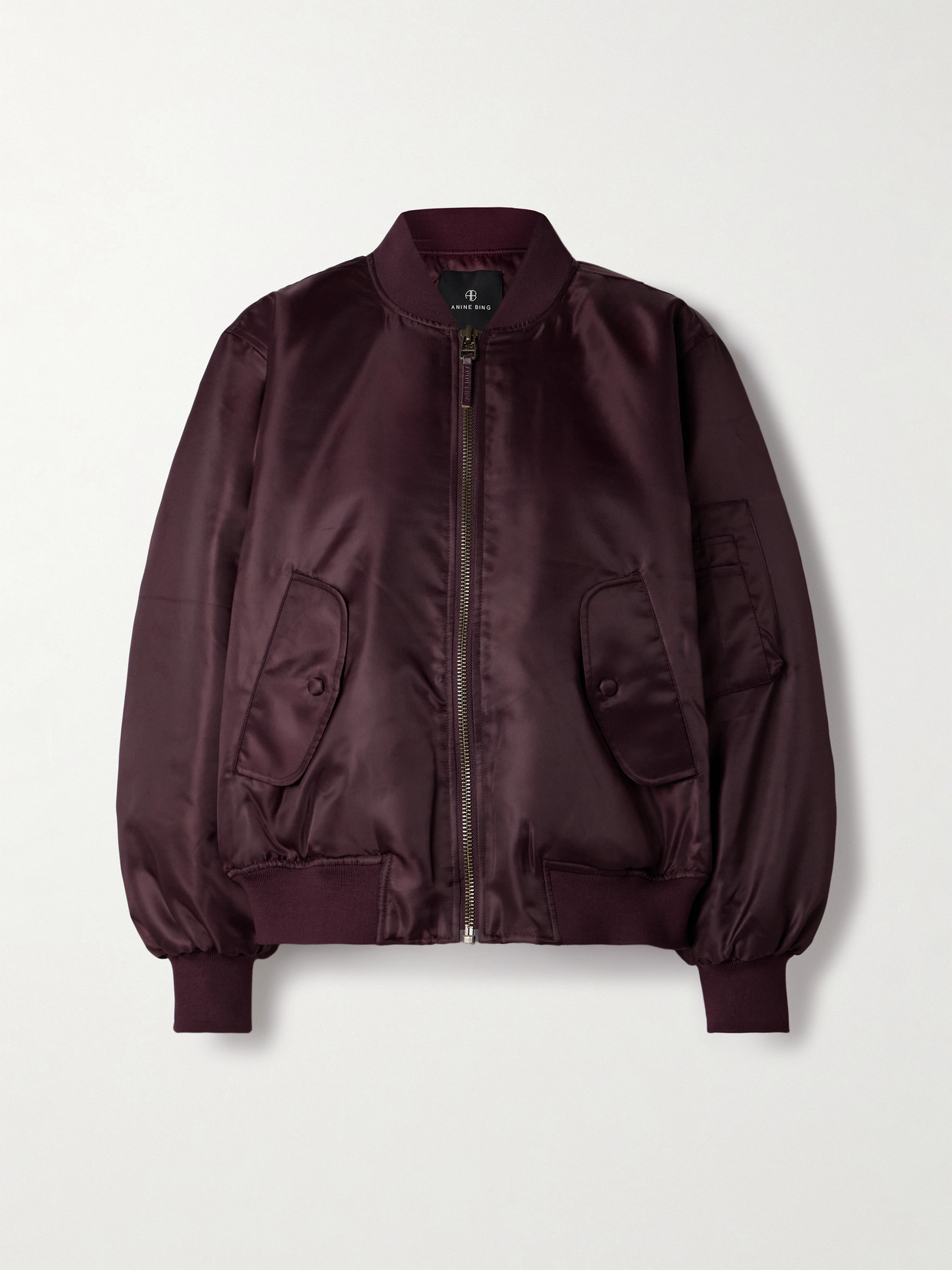 ANINE BING LEON SATIN BOMBER JACKET