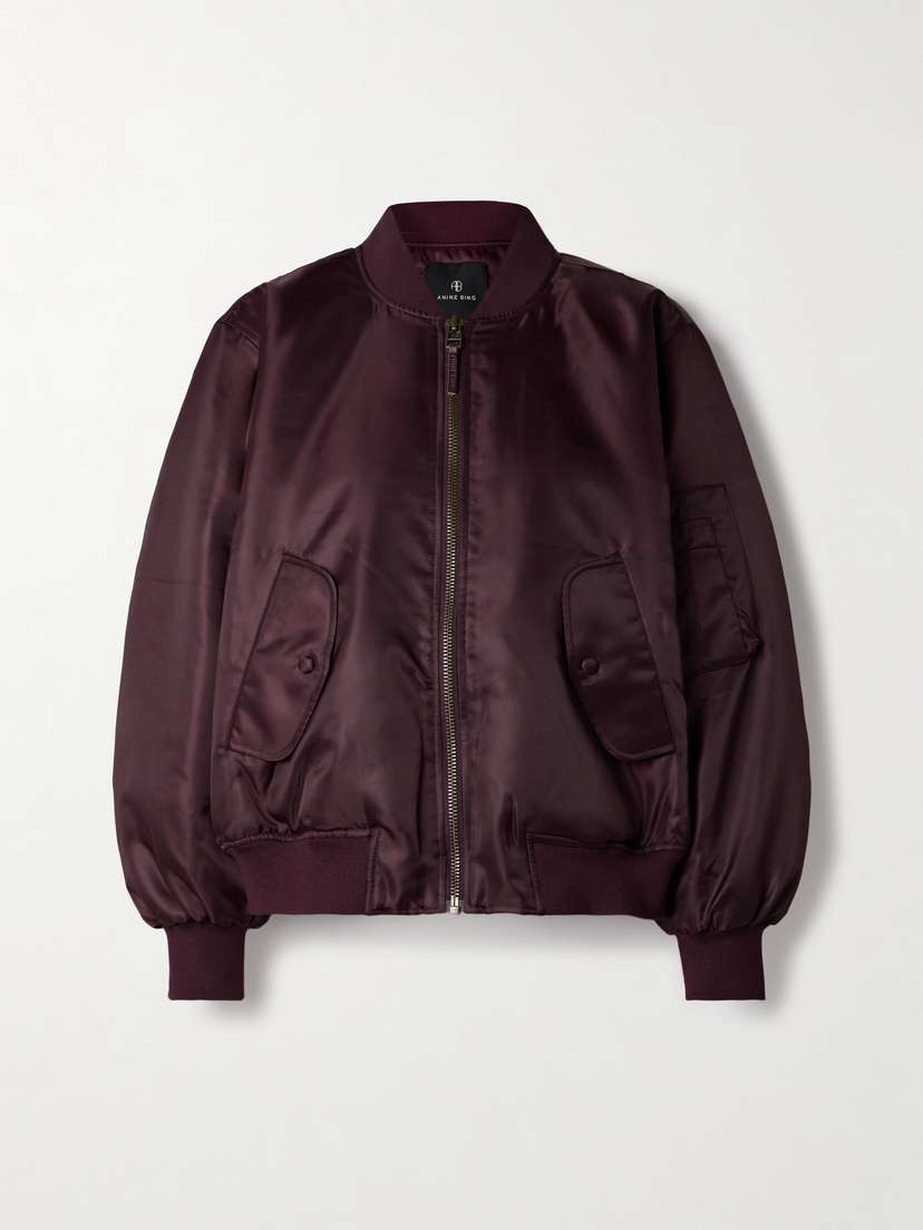 Anine Bing Leon Satin Bomber Jacket