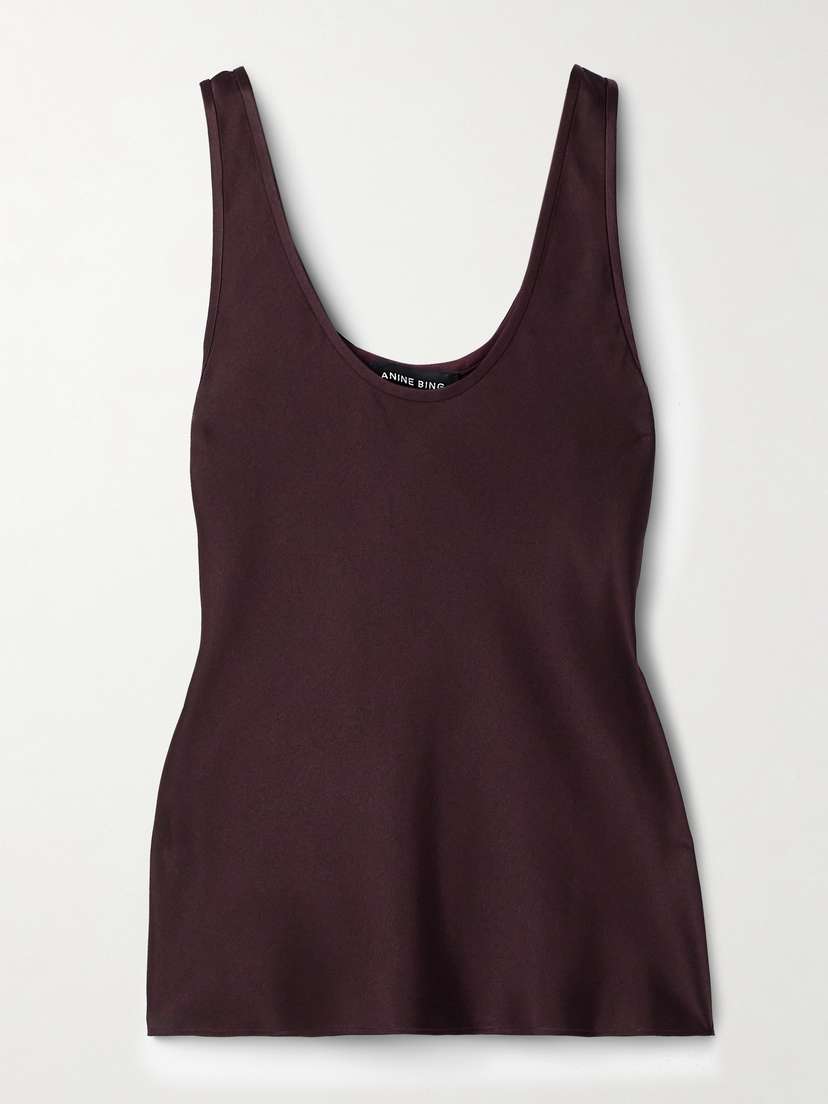 Anine Bing Lea Silk-charmeuse Tank