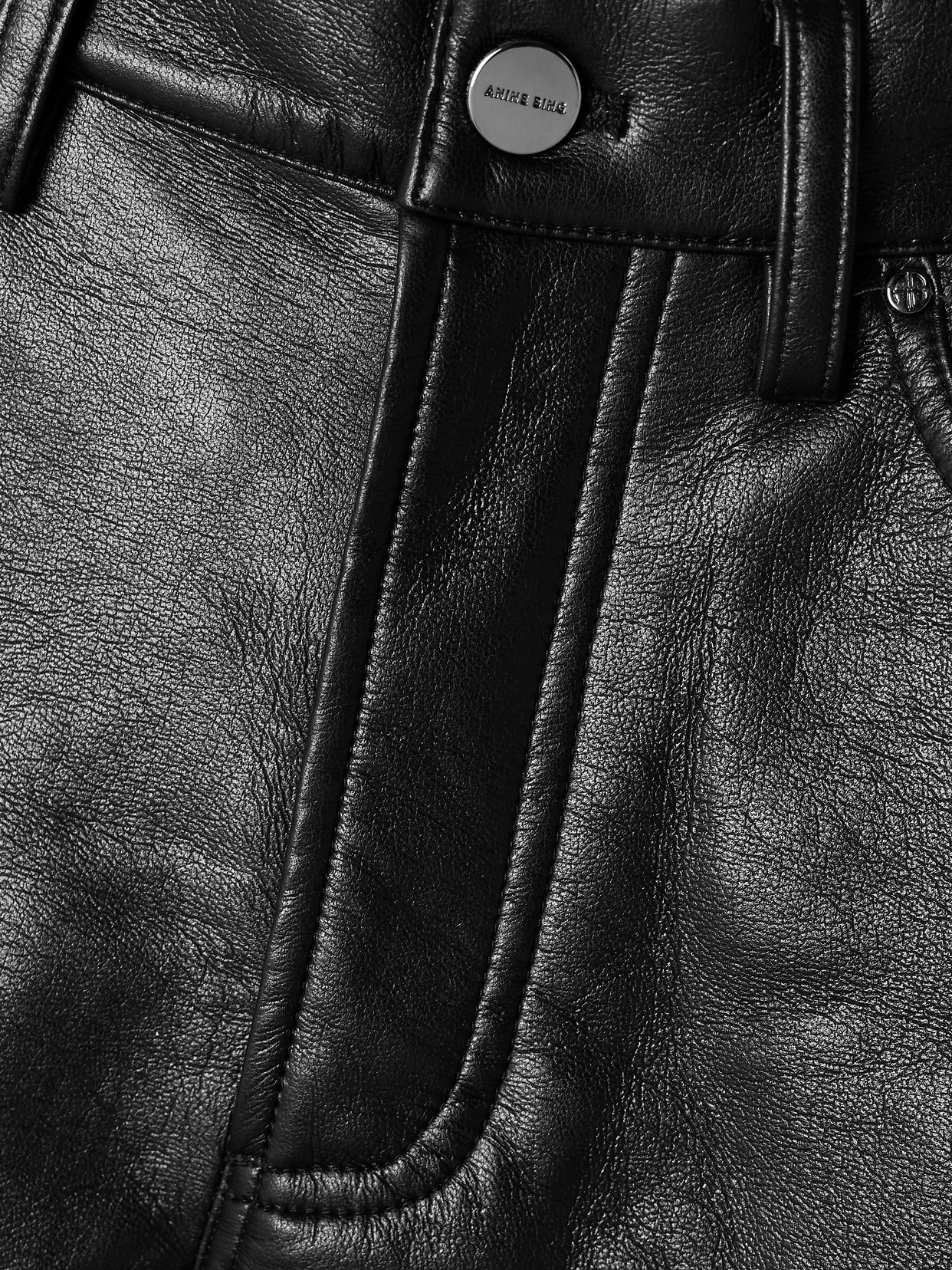 Shop Anine Bing Bruno Coated Woven Straight-leg Pants In Black
