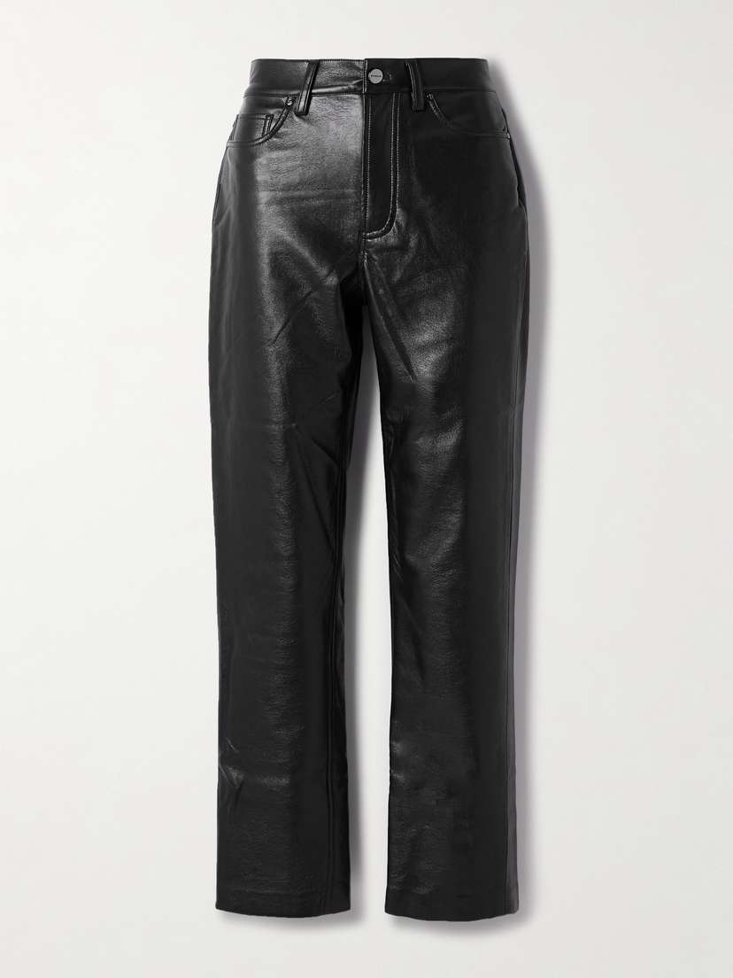 Anine Bing Bruno Coated Woven Straight-leg Pants