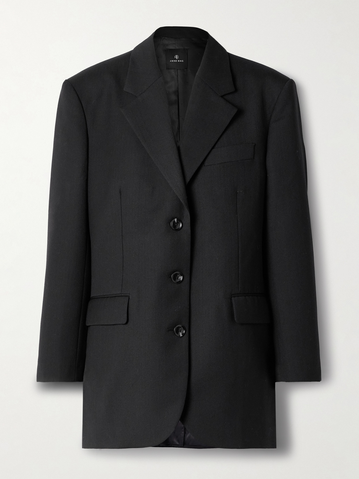 Anine Bing Sara Oversized Woven Blazer In Black
