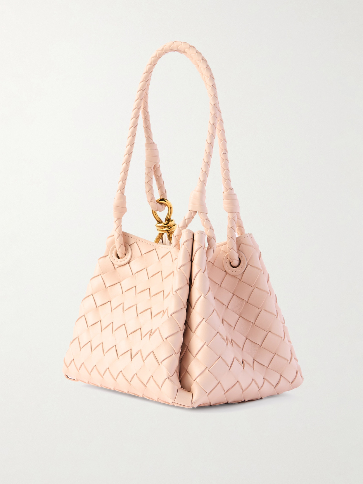 Bottega Veneta Parachute Small Intrecciato Leather Shoulder Bag In Pink