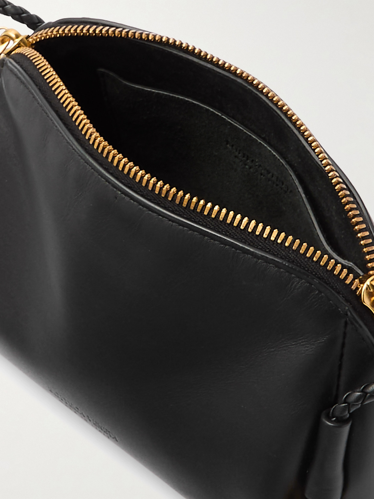 Bottega Veneta Embellished Intrecciato-trimmed Leather Pouch In Black