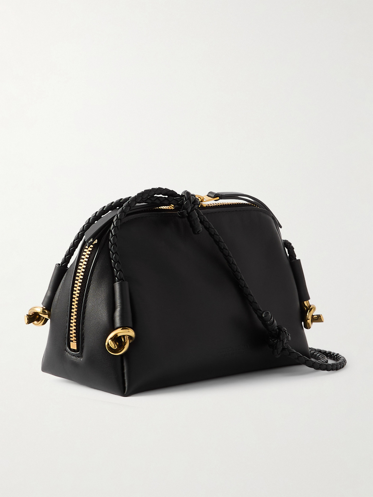 Bottega Veneta Embellished Intrecciato-trimmed Leather Pouch In Black