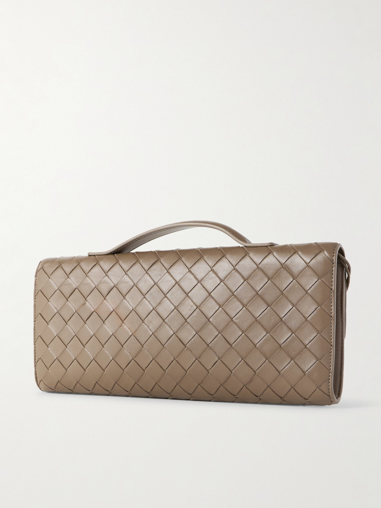 Bottega Veneta Long Andiamo Intrecciato Leather Clutch In Brown