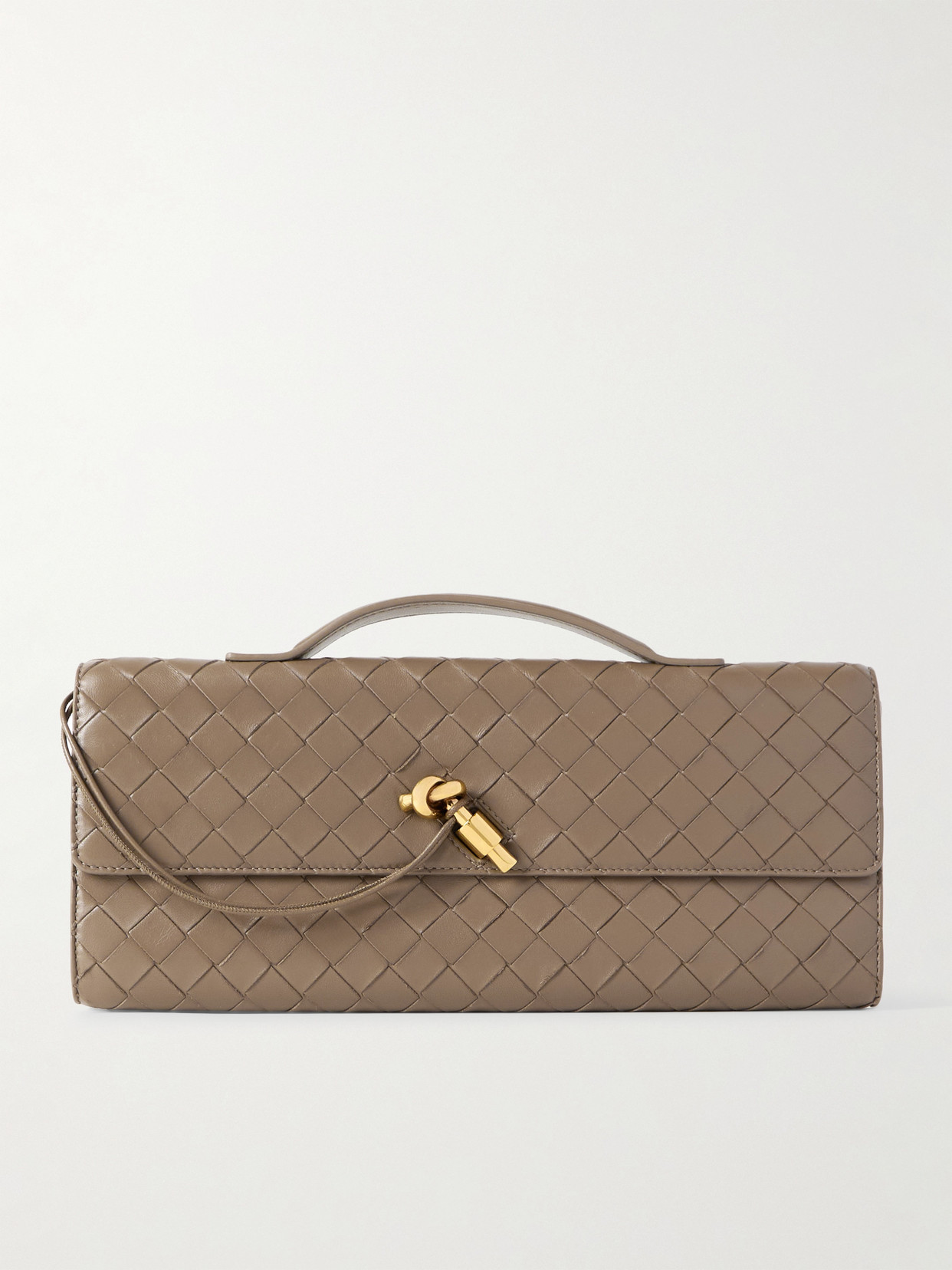 Bottega Veneta Long Andiamo Intrecciato Leather Clutch In Brown
