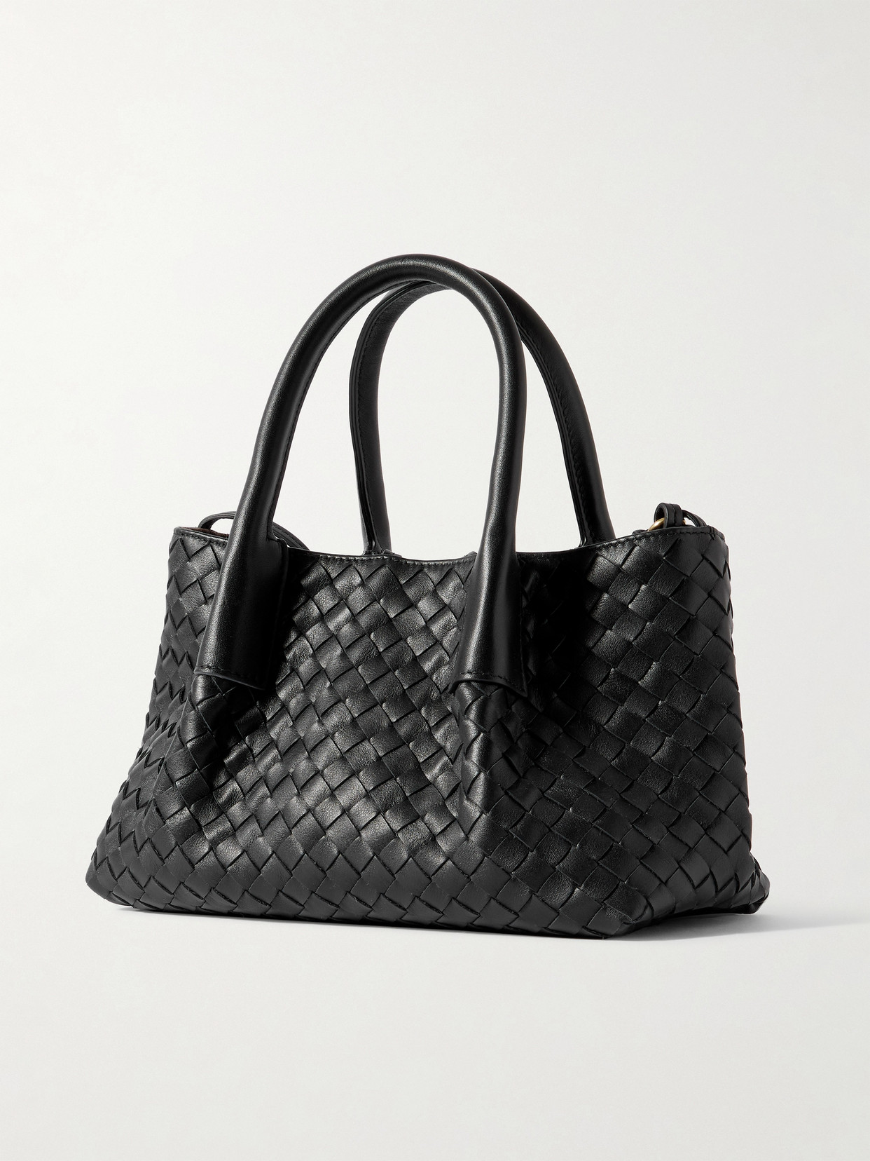 Bottega Veneta New Tote Intrecciato Small Reversible Leather Tote Bag In Black