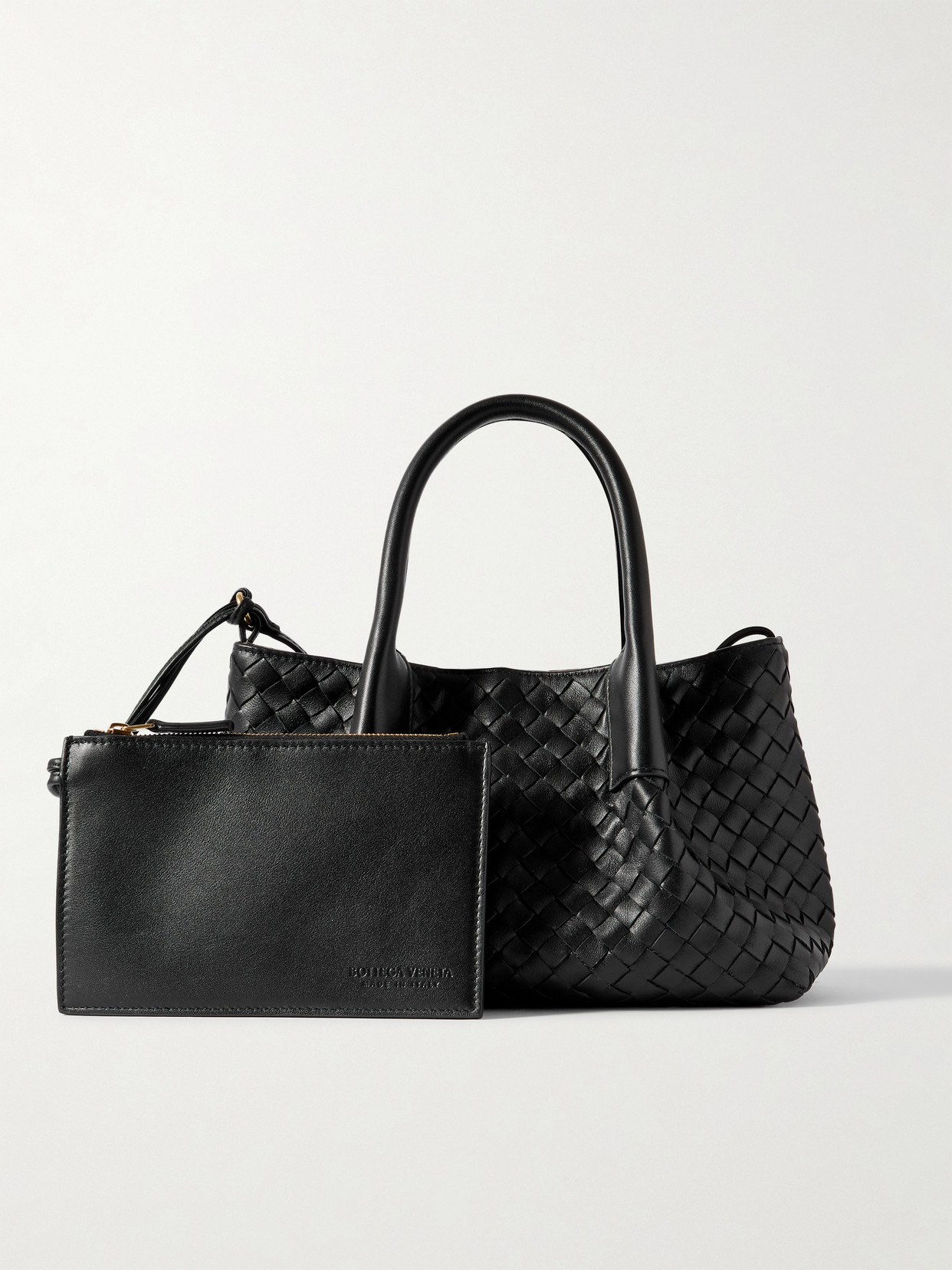 Bottega Veneta New Tote Intrecciato Small Reversible Leather Tote Bag In Black