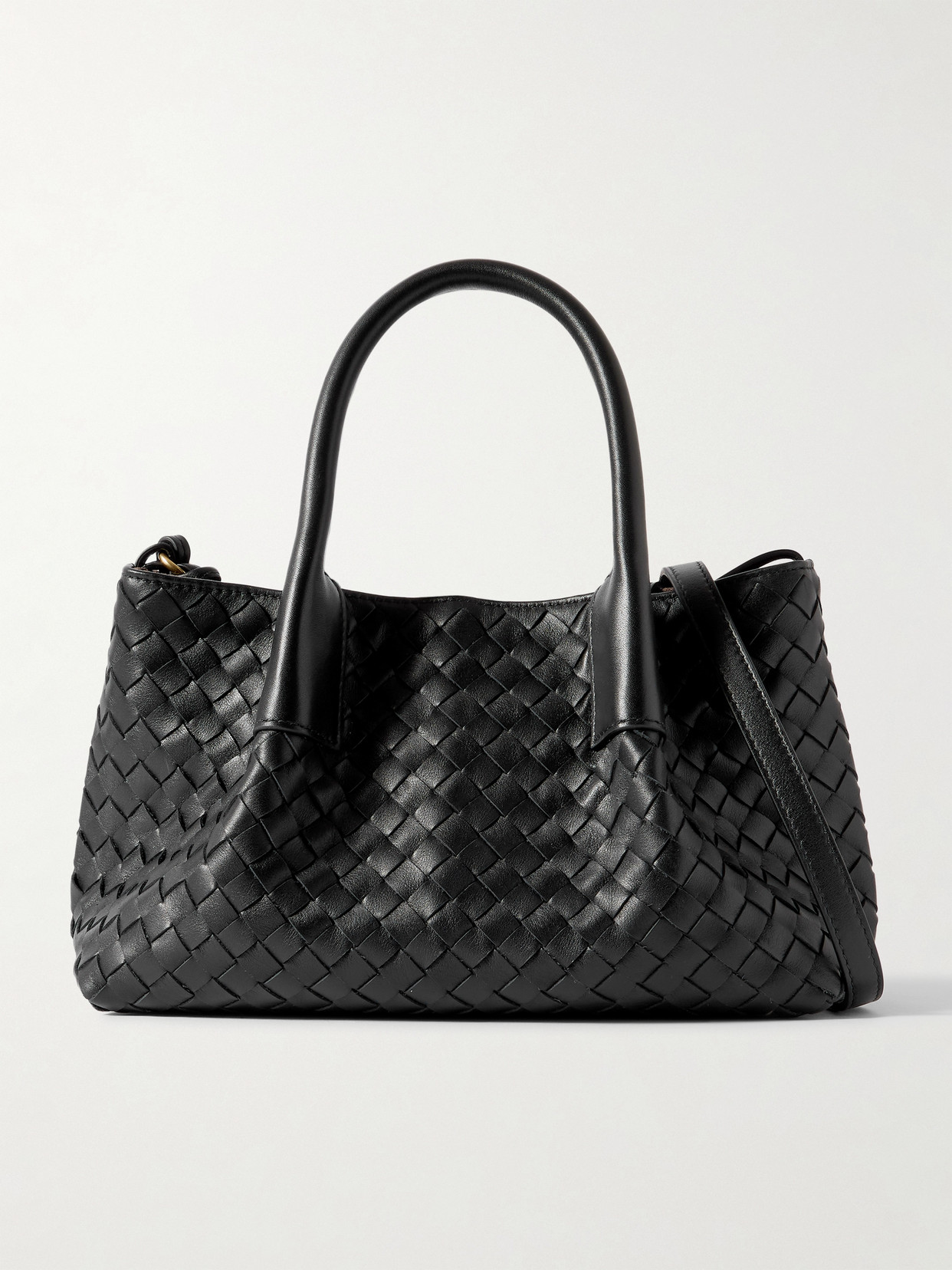 Bottega Veneta New Tote Intrecciato Small Reversible Leather Tote Bag In Black