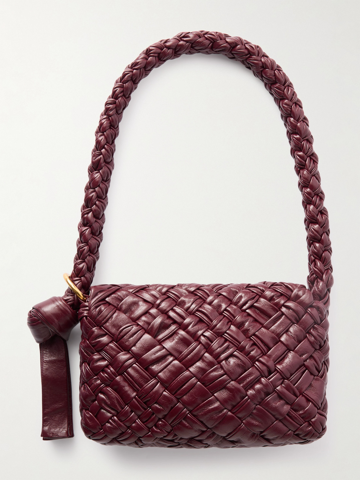 BOTTEGA VENETA KALIMERO CITTÀ SMALL GATHERED INTRECCIATO LEATHER SHOULDER BAG