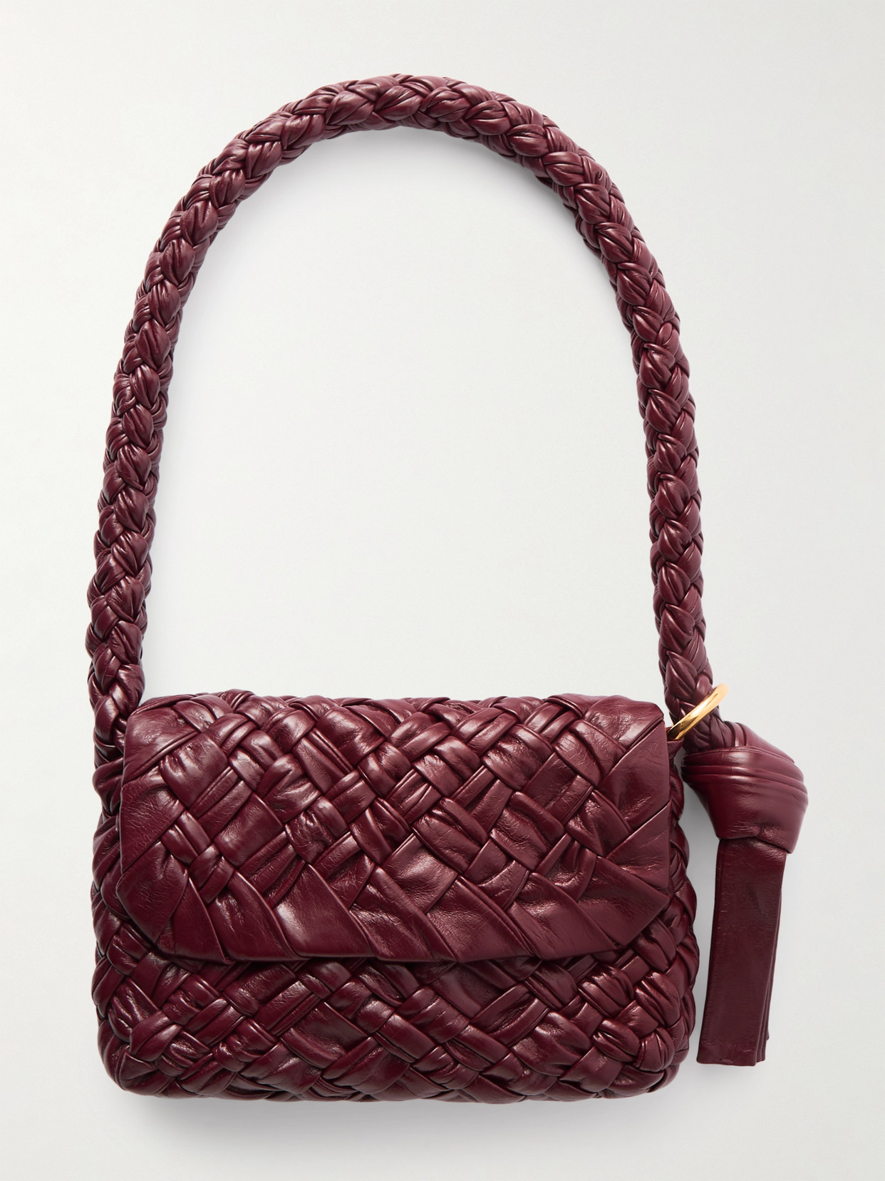 BOTTEGA VENETA KALIMERO CITTÀ SMALL GATHERED INTRECCIATO LEATHER SHOULDER BAG