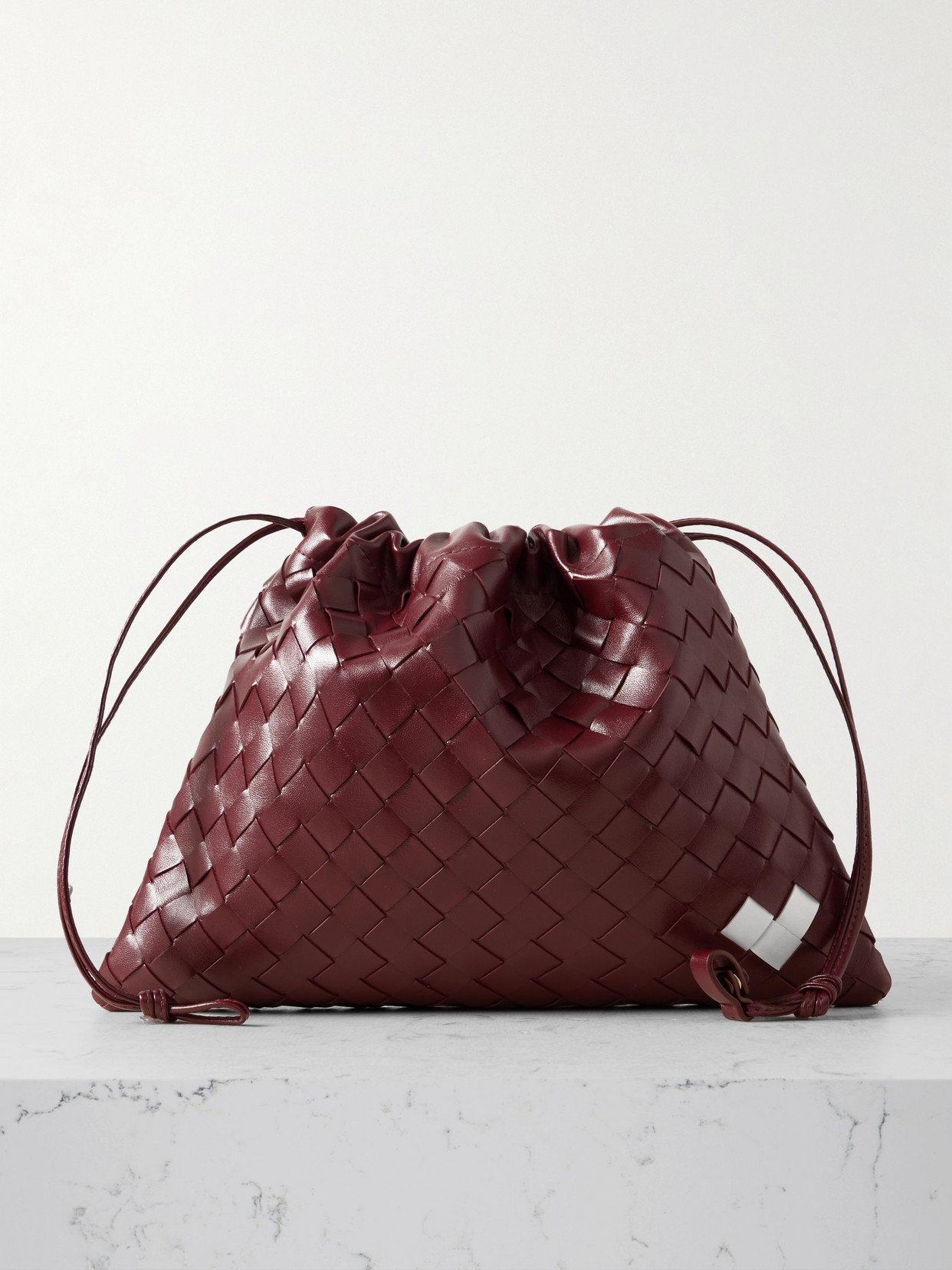 Bottega Veneta Intrecciato Leather Pouch In Burgundy