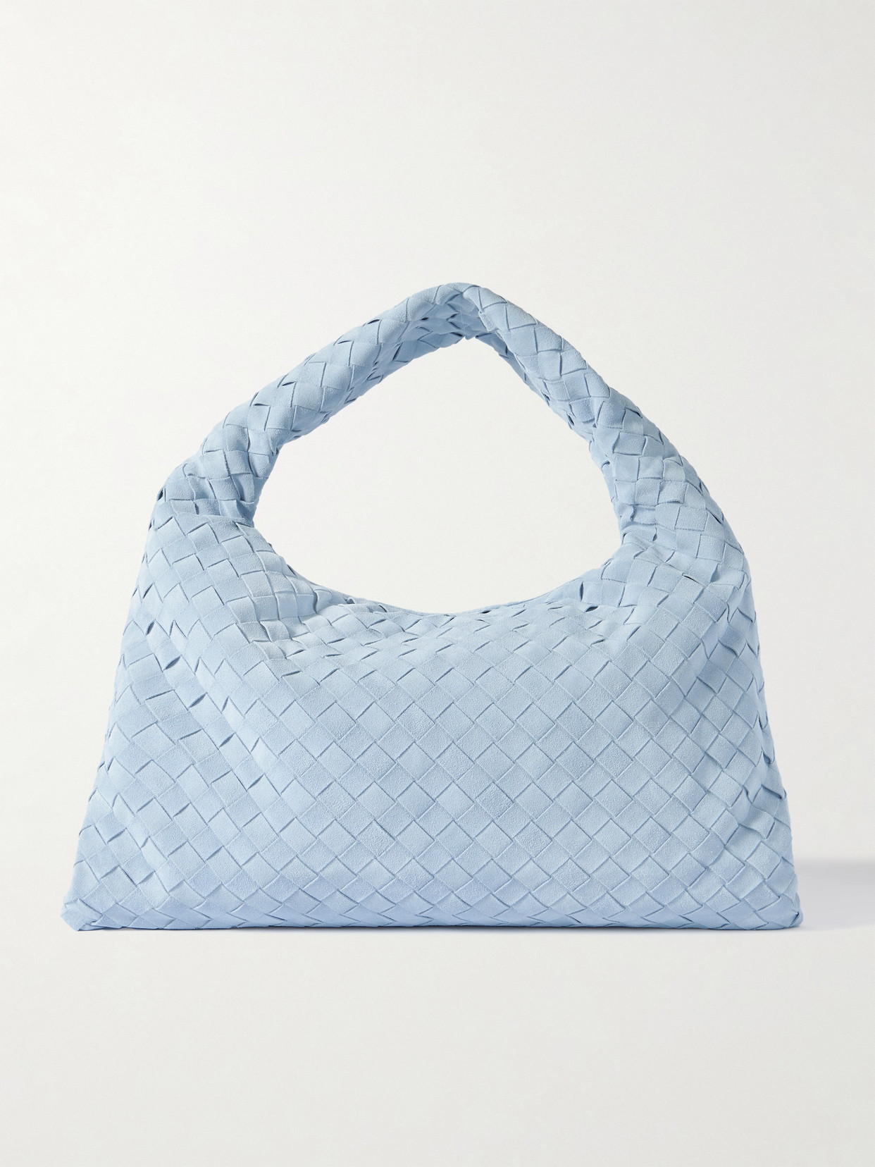 Bottega Veneta Hop Medium Intrecciato Suede Tote In Blue