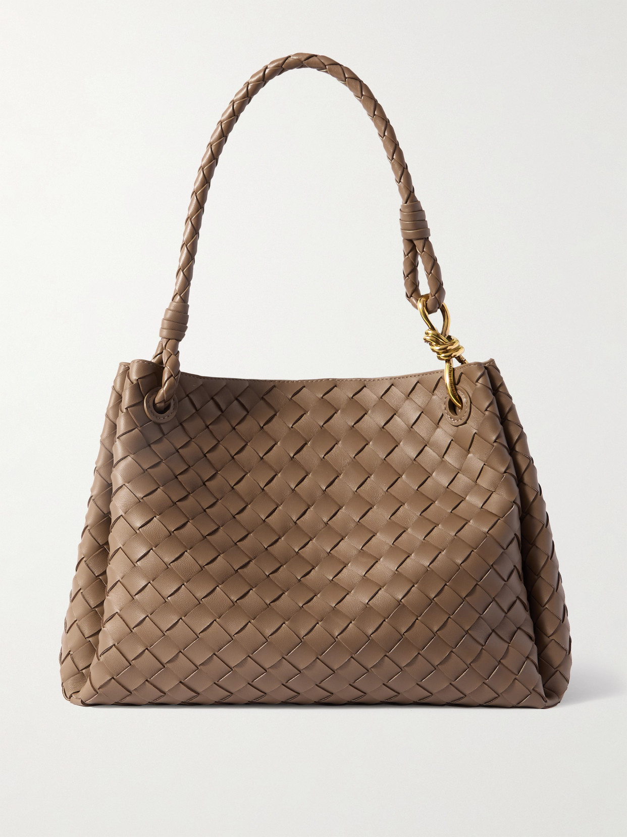 Bottega Veneta Double Handle Shoulder Bag In Brown