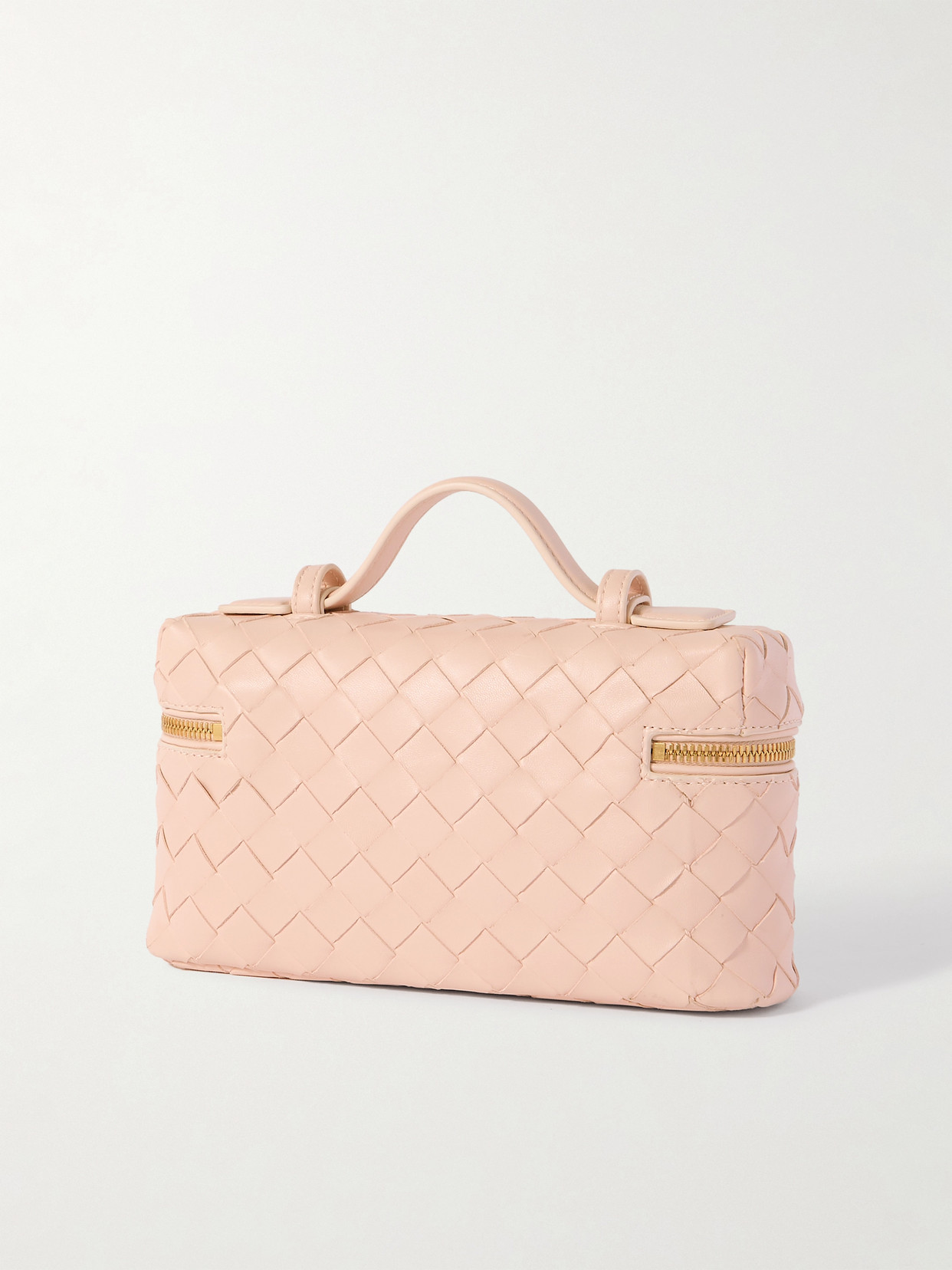 Bottega Veneta Intrecciato Leather Convertible Vanity Case In Pink