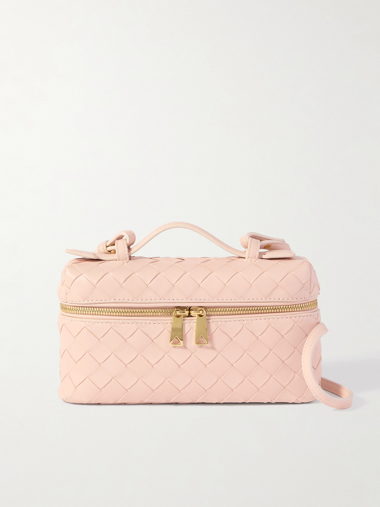 Bottega Veneta Intrecciato Leather Convertible Vanity Case In Pink