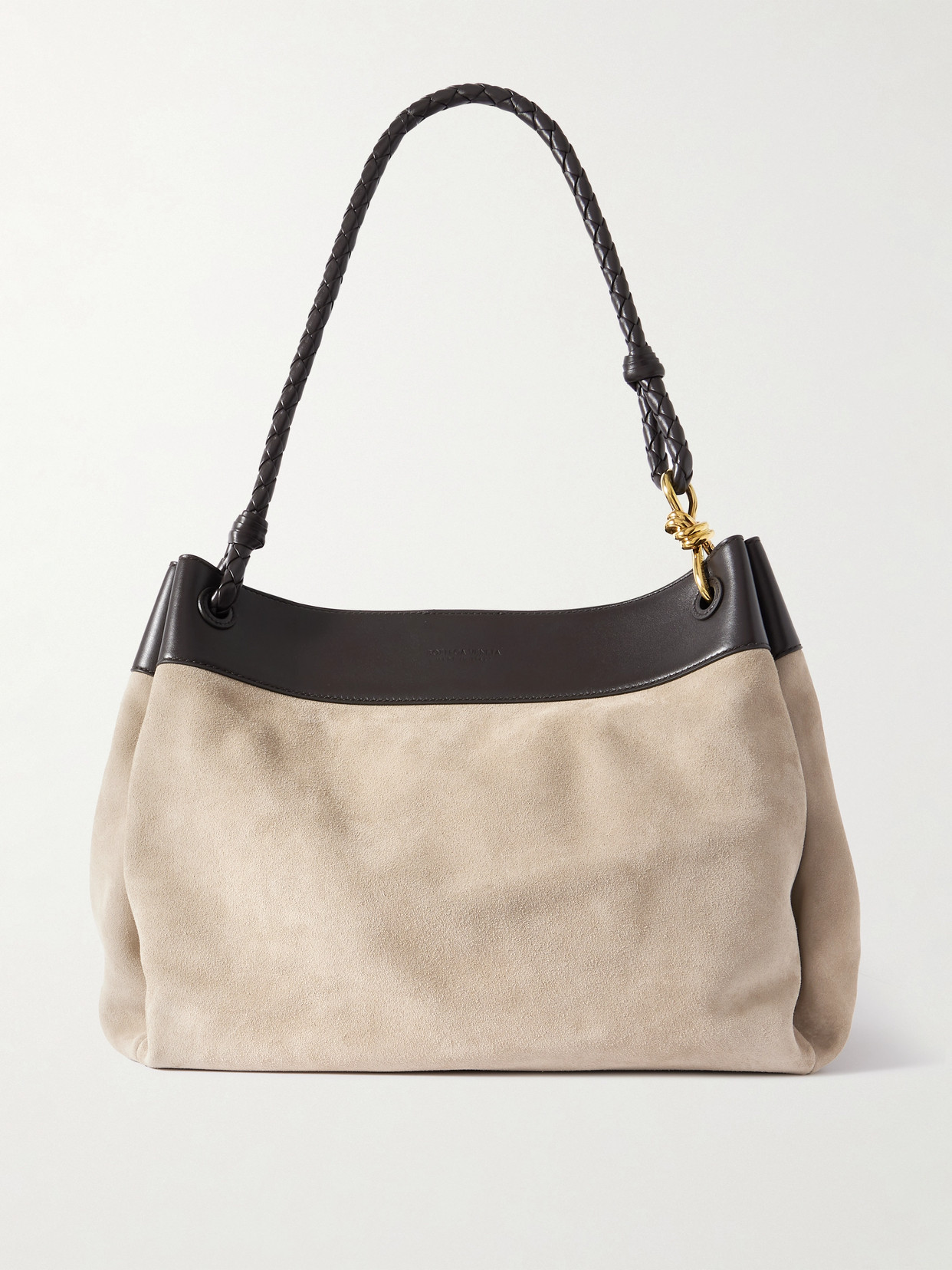 Bottega Veneta Maxi Parachute Embellished Leather-trimmed Suede Tote Bag In Brown