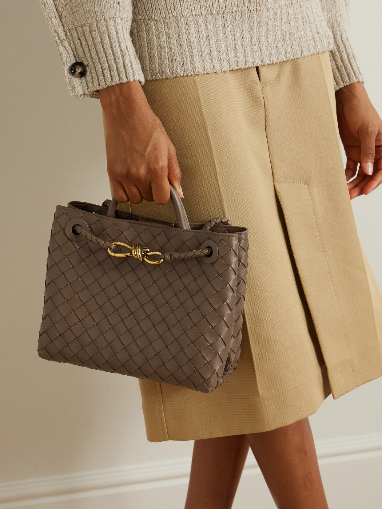 Andiamo Small Intrecciato Leather Tote