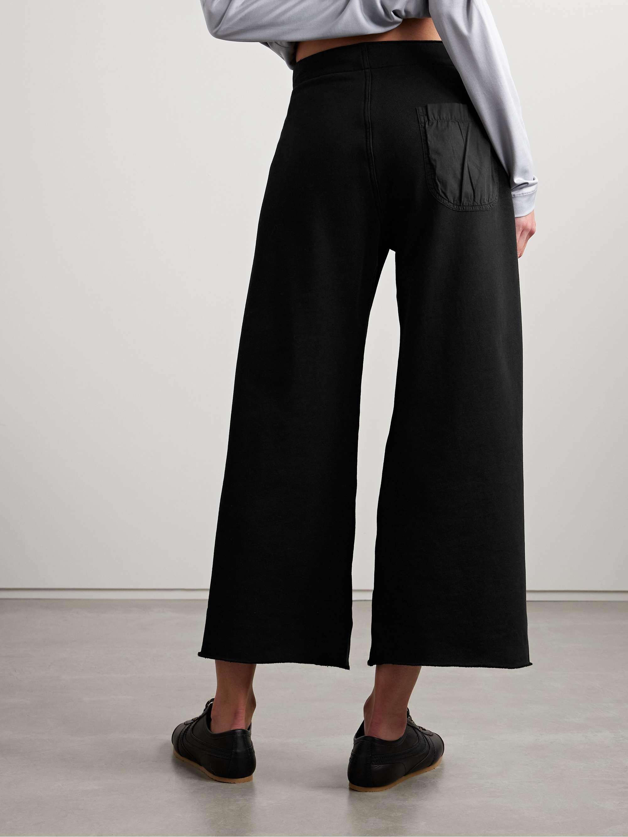 NILI LOTAN Kiki cropped voile-trimmed cotton-jersey track pants