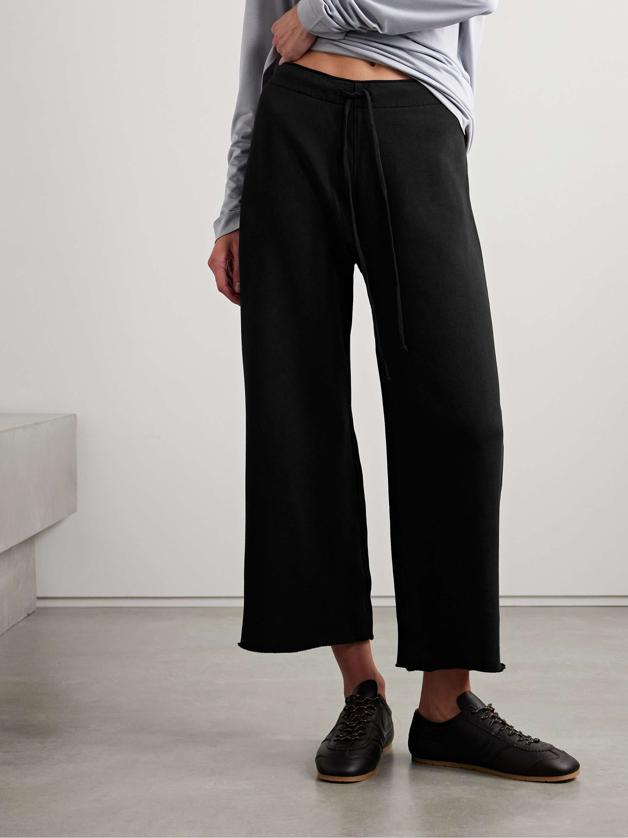 NILI LOTAN Kiki cropped voile-trimmed cotton-jersey track pants