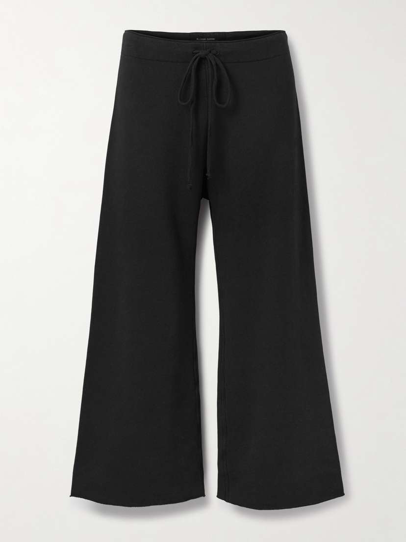 Nili Lotan Kiki Cropped Voile-trimmed Cotton-jersey Track Pants