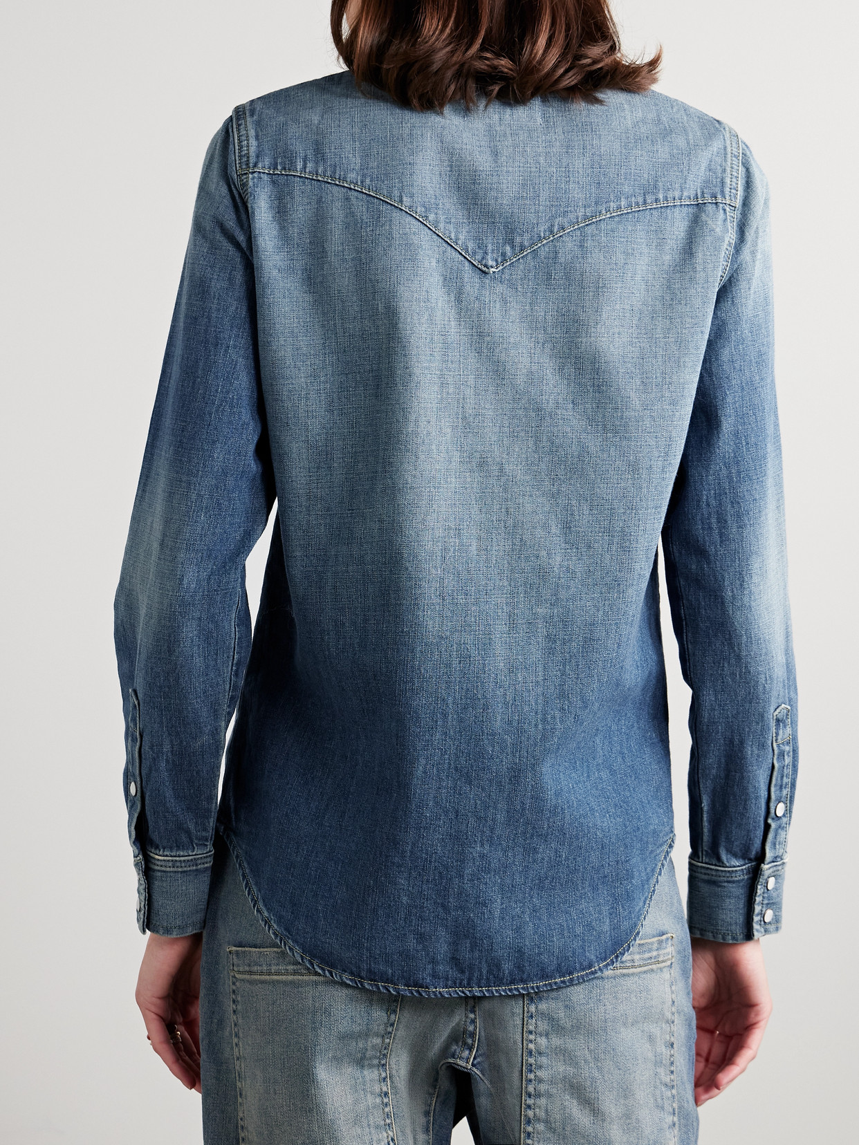 Shop Nili Lotan Travis Denim Shirt In Blue