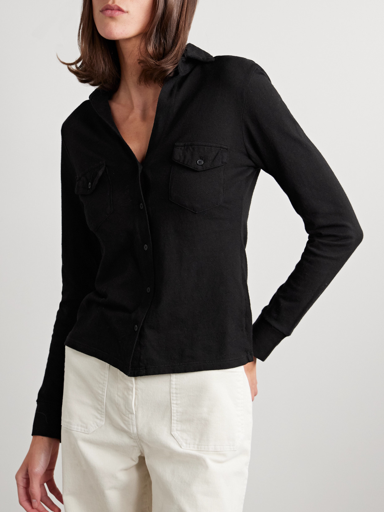NILI LOTAN LIAM COTTON-JERSEY SHIRT