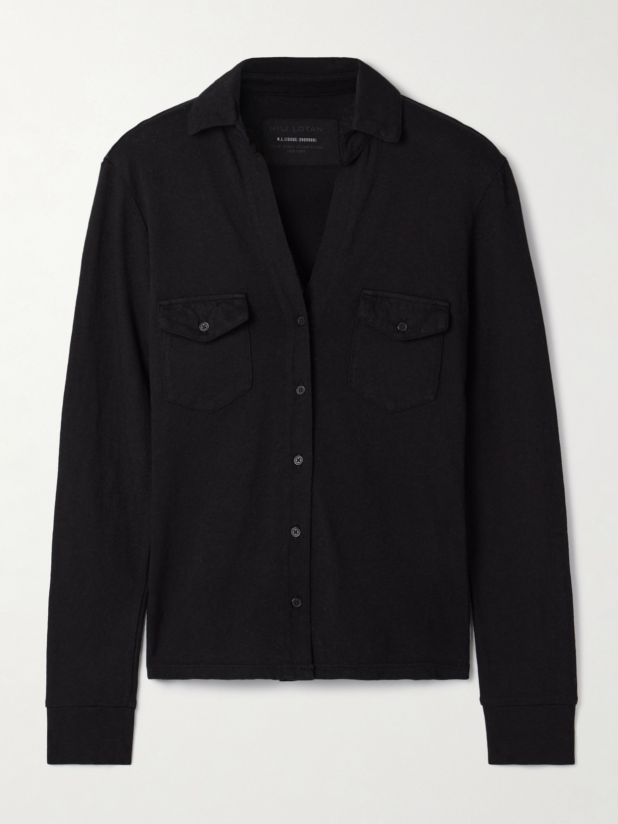 Nili Lotan Liam Cotton-jersey Shirt In Black