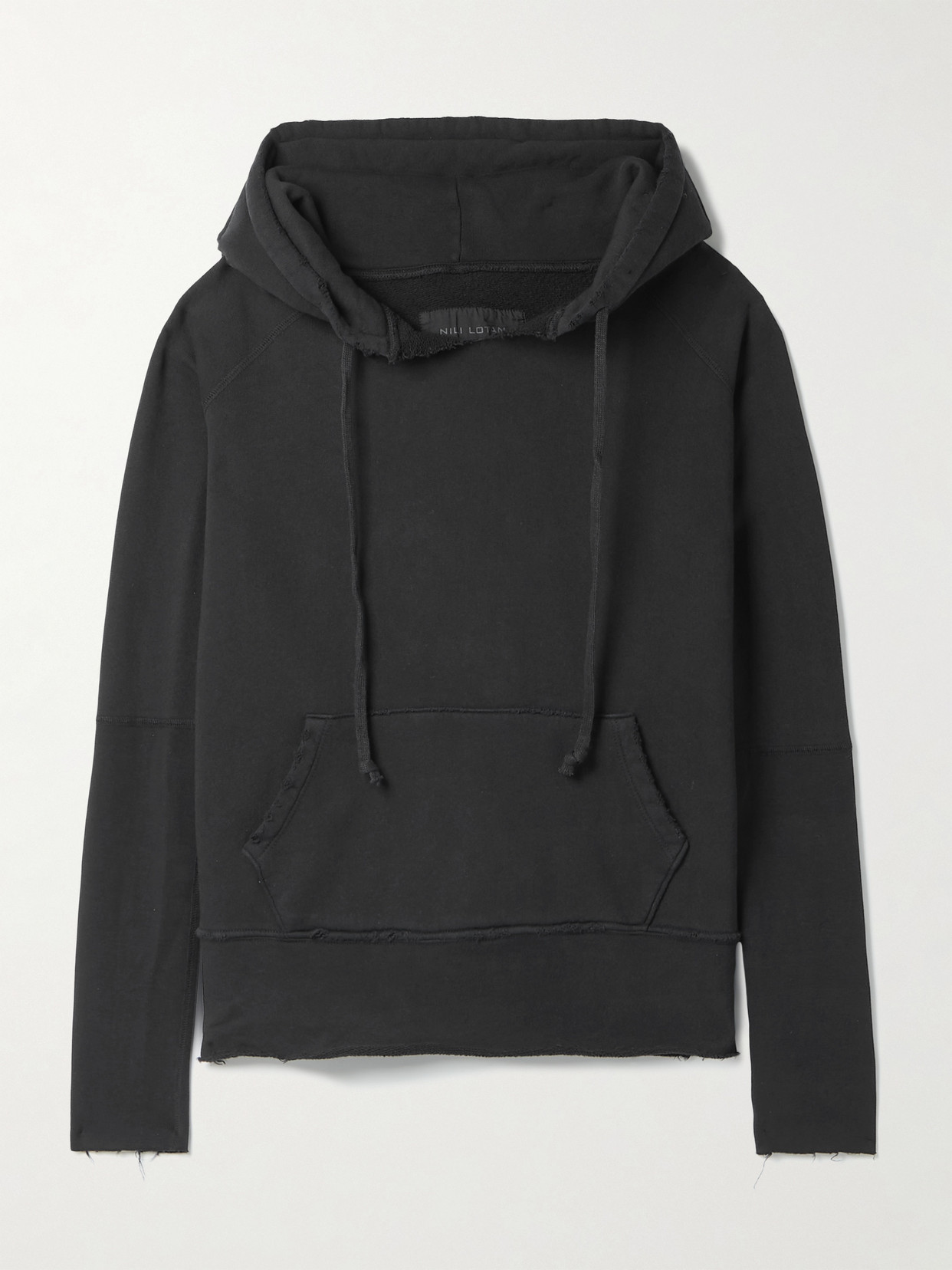 Nili Lotan Janie Distressed Cotton-jersey Hoodie In Black