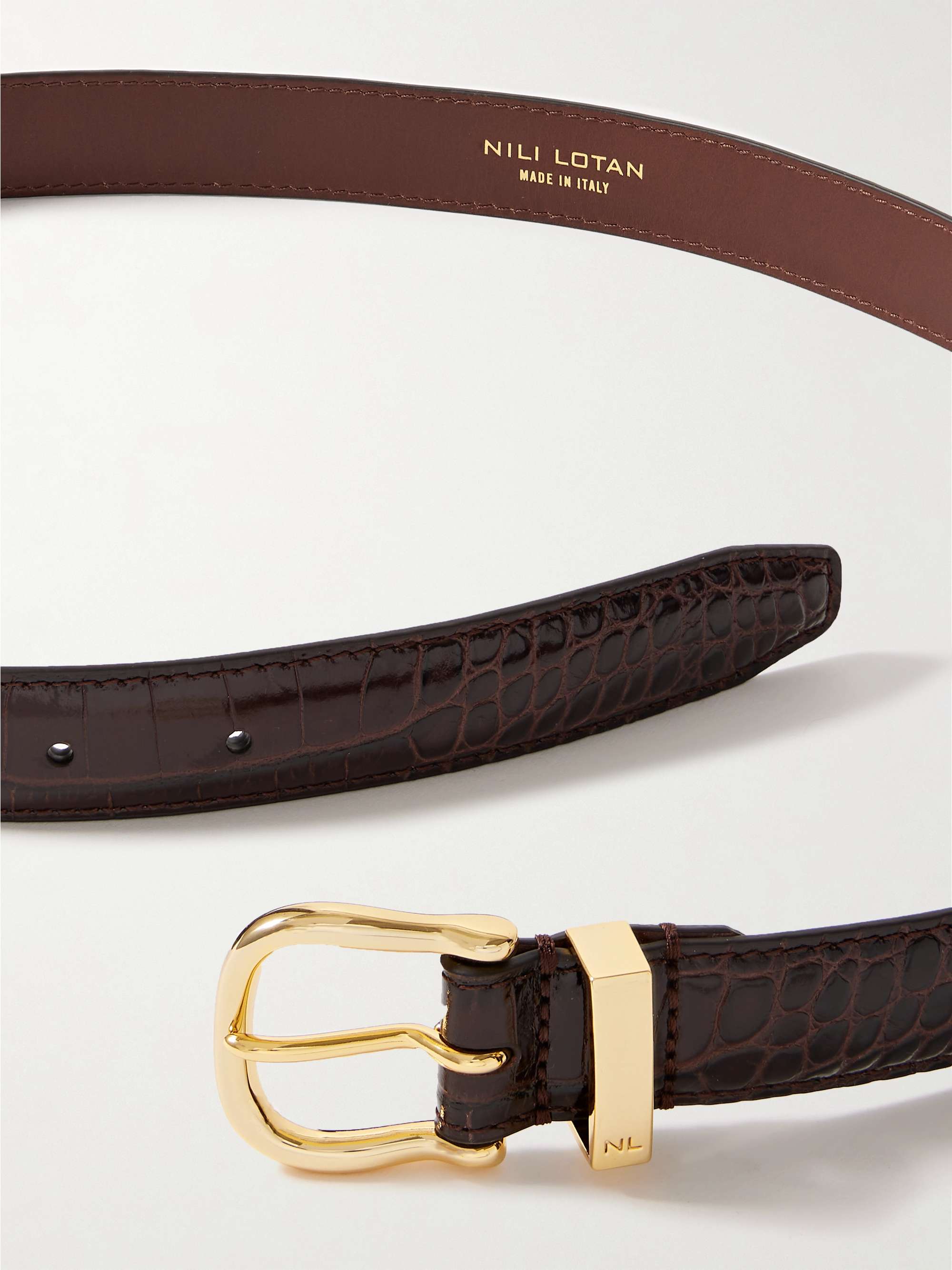 NILI LOTAN Louise croc-effect leather belt