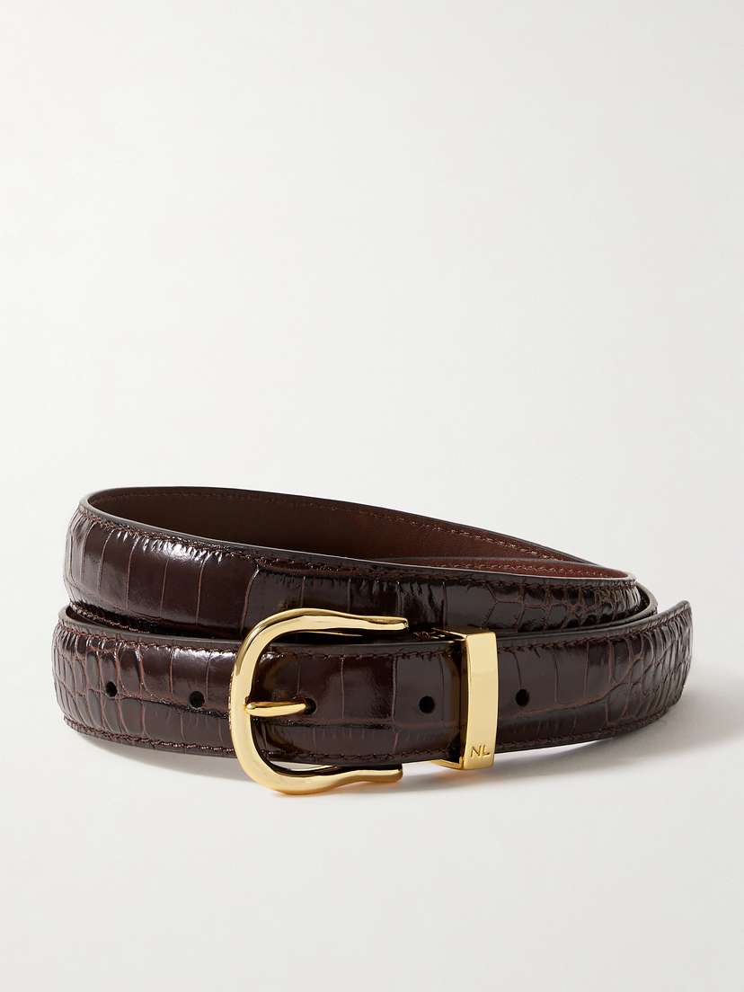 Nili Lotan Louise Croc-effect Leather Belt