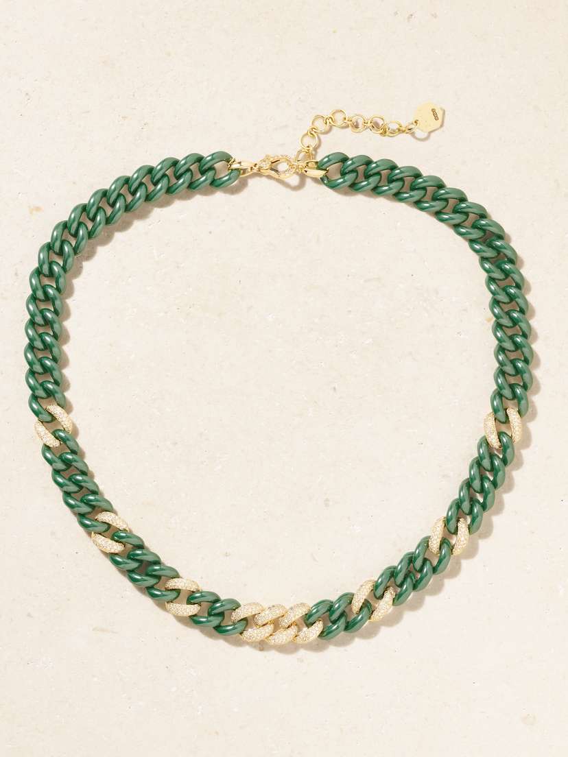 SHAY Essential Link 18-karat Gold, Ceramic And Diamond Necklace