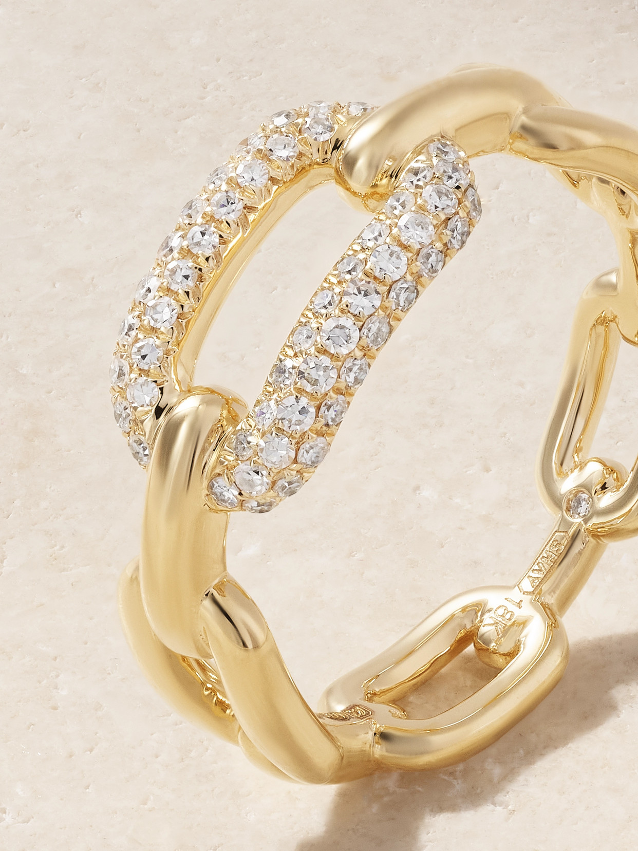 Shay Mini Cable Link 18-karat Gold Diamond Ring In Gold