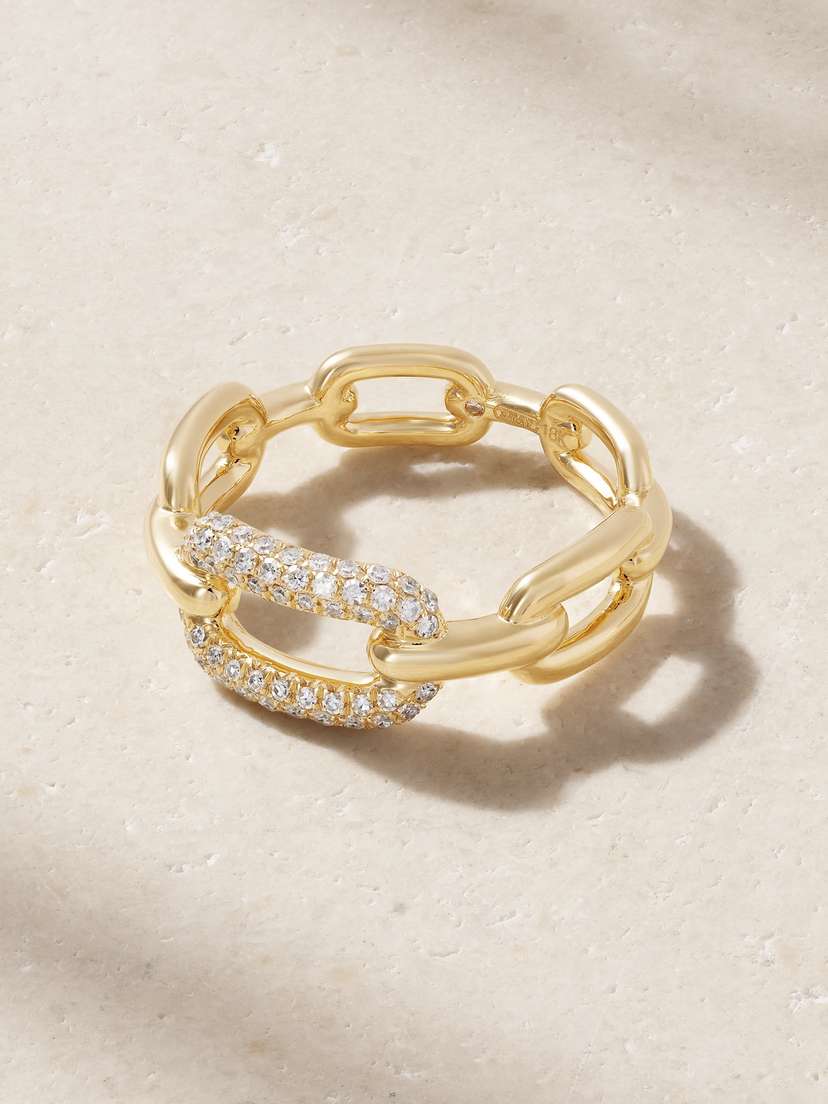 SHAY Mini Cable Link 18-karat Gold Diamond Ring