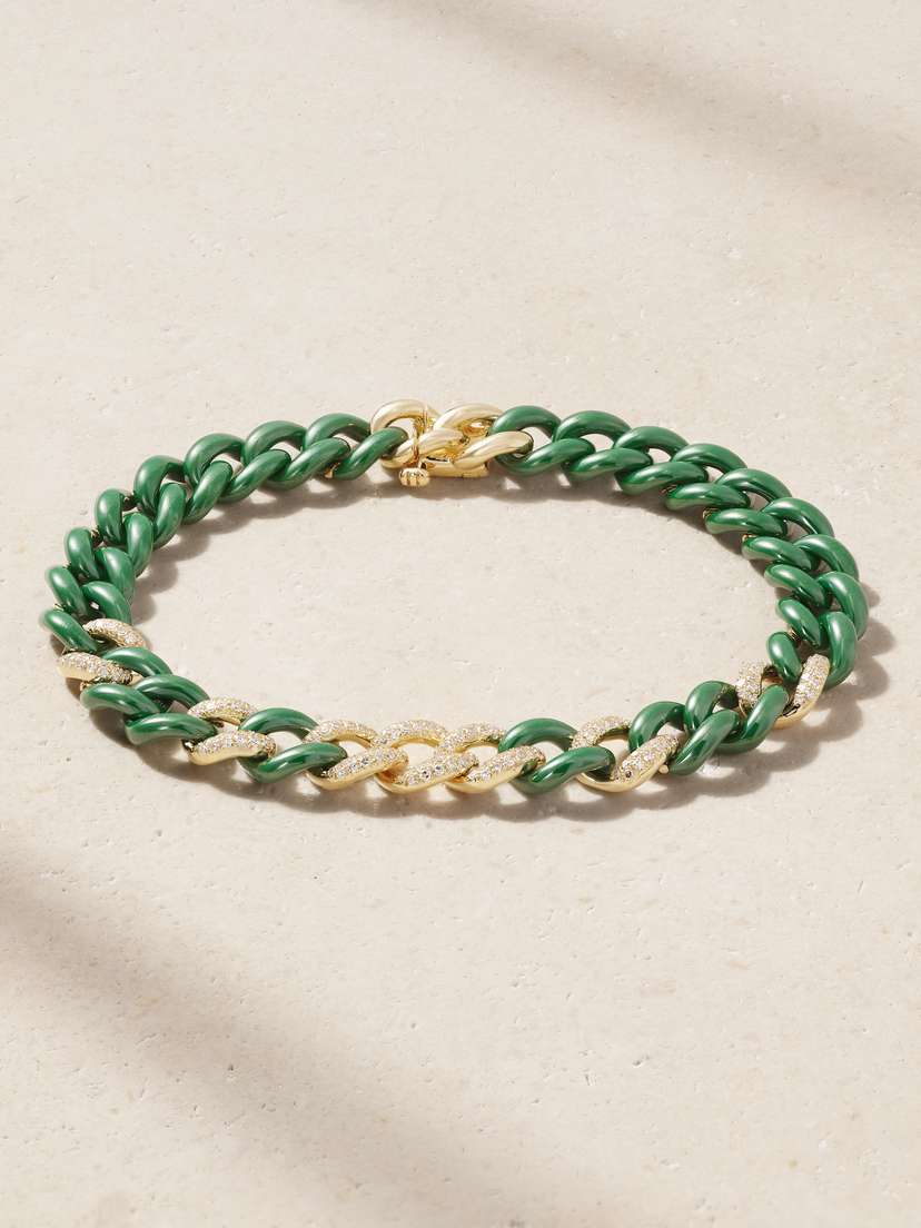 SHAY Medium Link 18-karat Gold, Ceramic And Diamond Bracelet