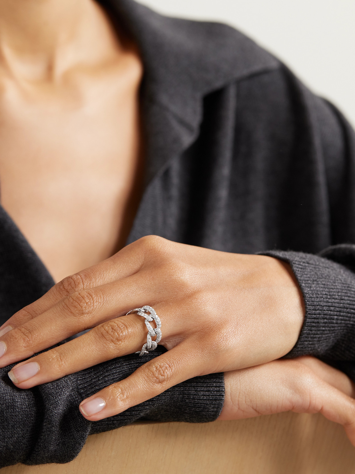 SHAY ESSENTIAL LINK 18-KARAT WHITE GOLD DIAMOND RING