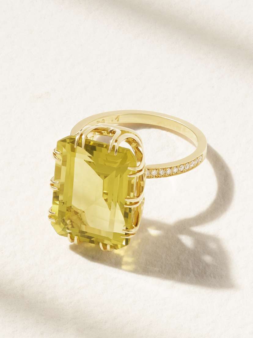 Ileana Makri Solitaire Crown 18-karat Gold, Topaz And Diamond Ring