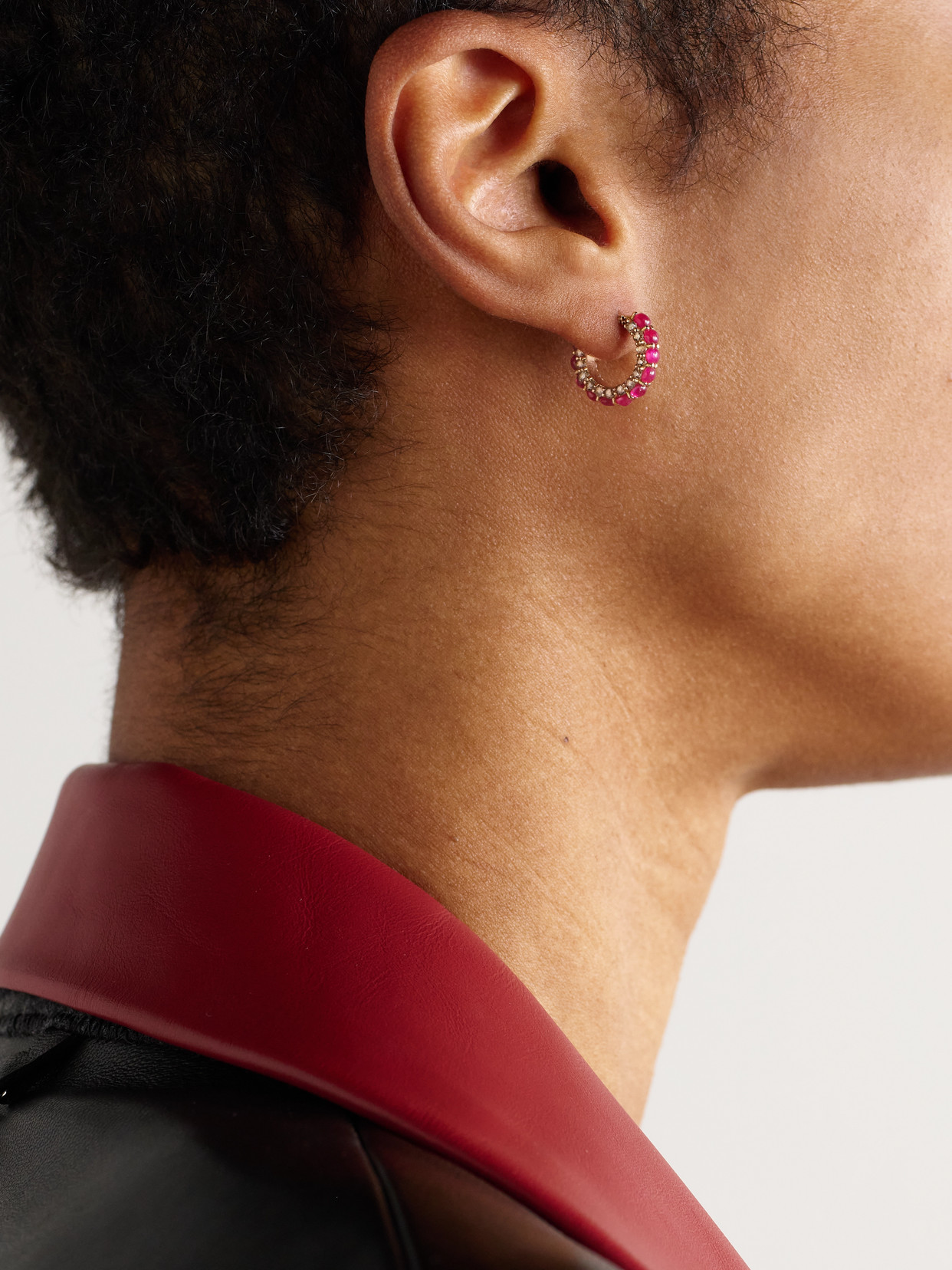 Ileana Makri Streamflow 18-karat Rose Gold, Ruby And Diamond Hoop Earrings In Pink